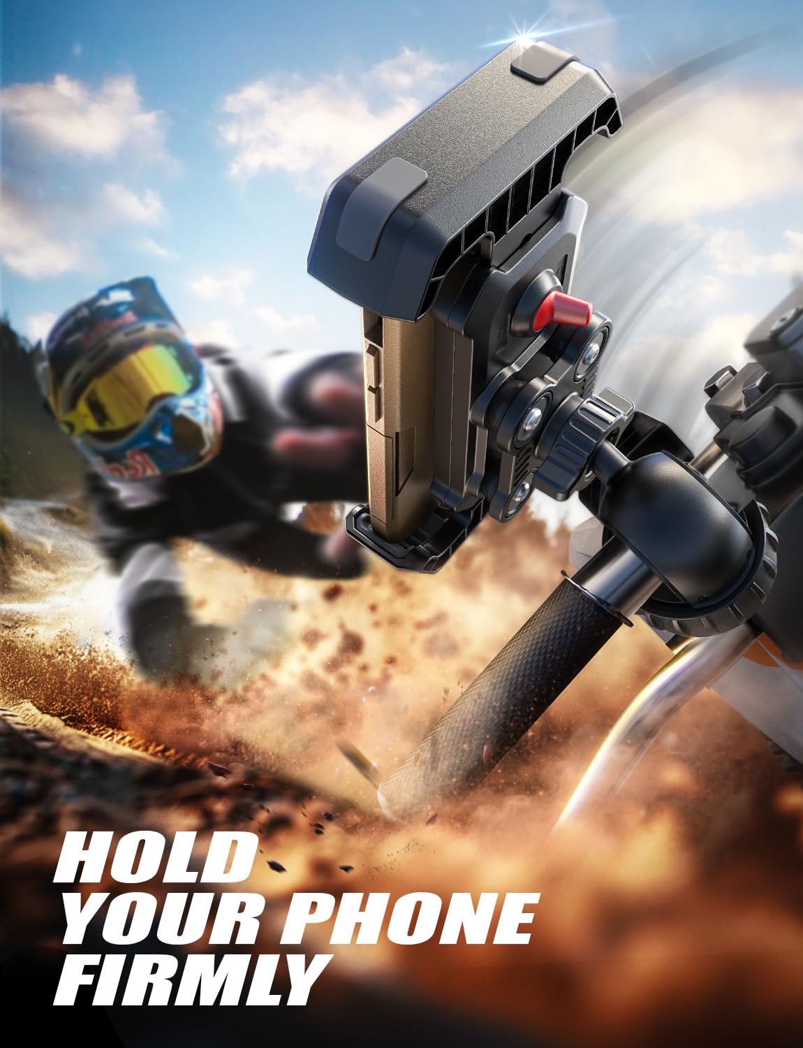 LISEN Bike Phone Holder with Vibration Dampener, [2025 Upgrade] Motorcycle Phone Mount, Bicycle Phone Holder, Handlebar Phone Mo