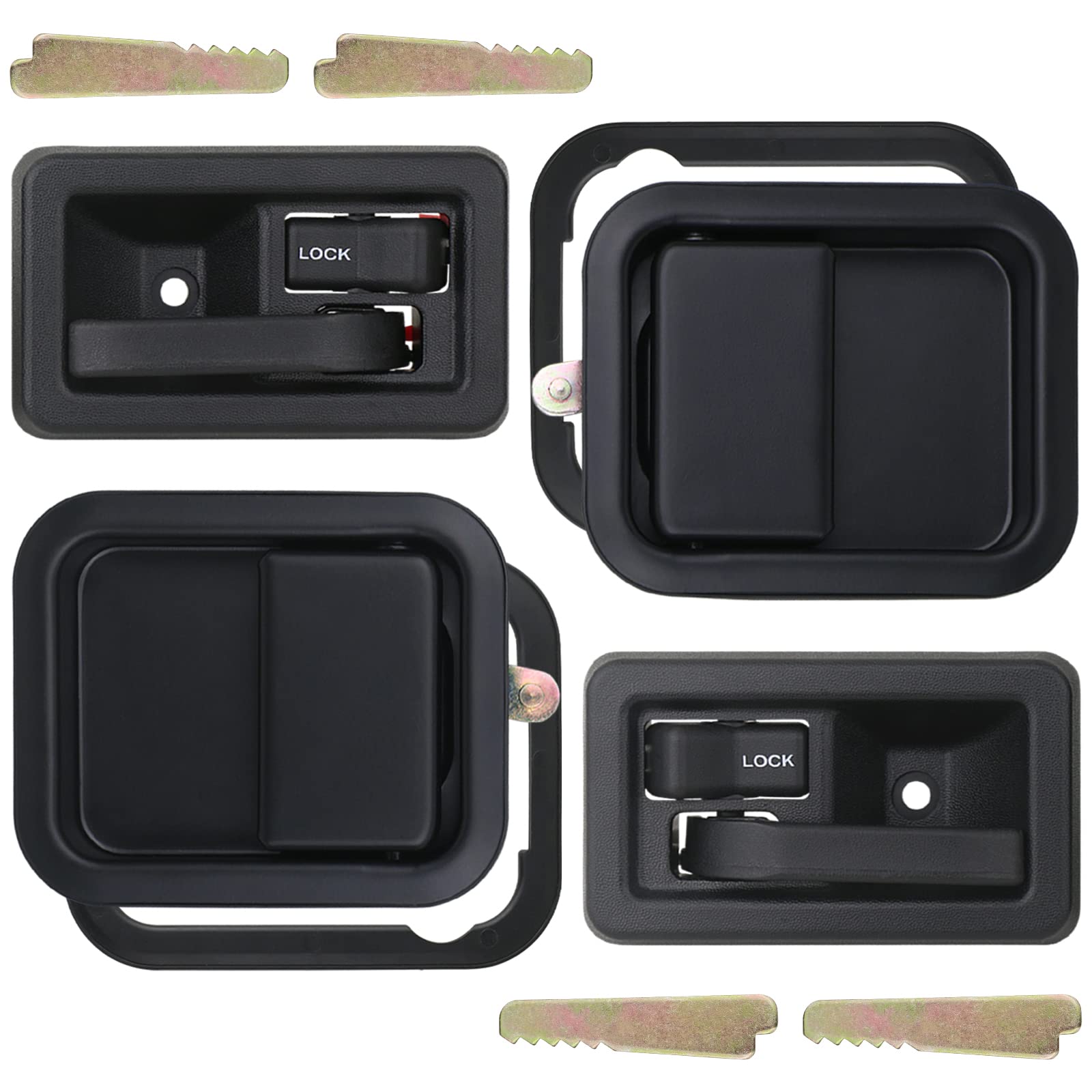 Apperfit Exterior & Interior Door Handles W/Keepers Compatible With Jeep Wrangler Yj Tj 1991-2006 With Full Doors Replaces 55176