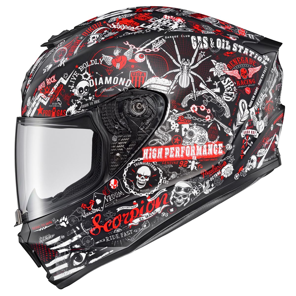 Scorpionexo R420 Full Face Adult Street Motorcycle Helmet With Bluetooth Ready Speaker Pockets Dot Snell Approved Shake Ii (Red