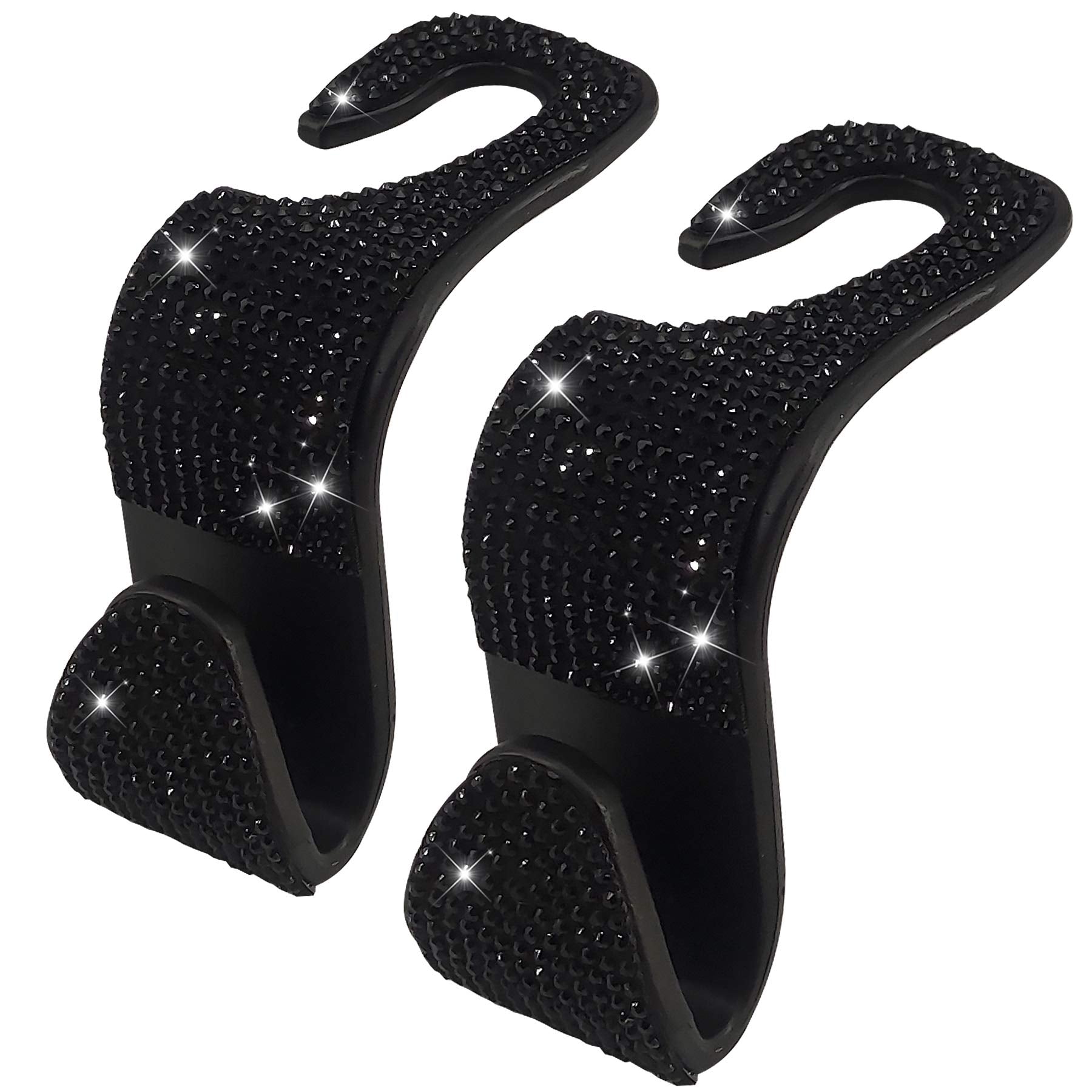 Dermasy 2 Pack Car Hooks, 2021 New Bling Rhinestones Crystal Hooks Car Decorations Auto Seat Back Organizers Strong And Durable
