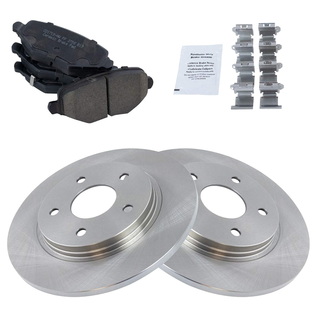 Trq Rear Brake Pad & Rotor Kit Brake Pads Brake Rotor Ceramic Compatible With 2014-2016 Chrysler Town & Country 2013-2016 Dodge