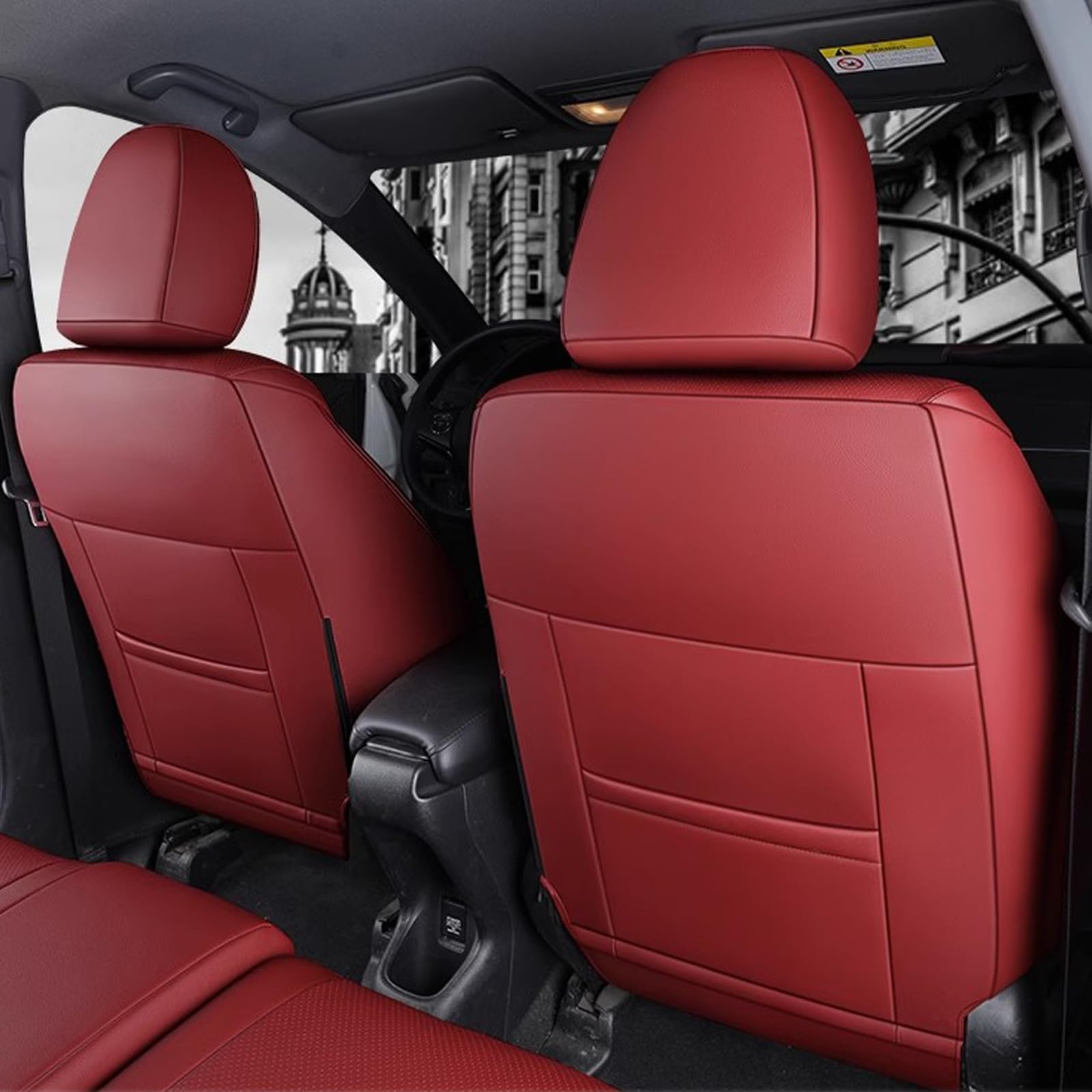 HKZ Custom Fit Leather Seat Covers for Toyota Camry 2012 2013 2014 2015 2016 2017 L LE XLE Gas Model Only - 5-Seats Full Set,Bur