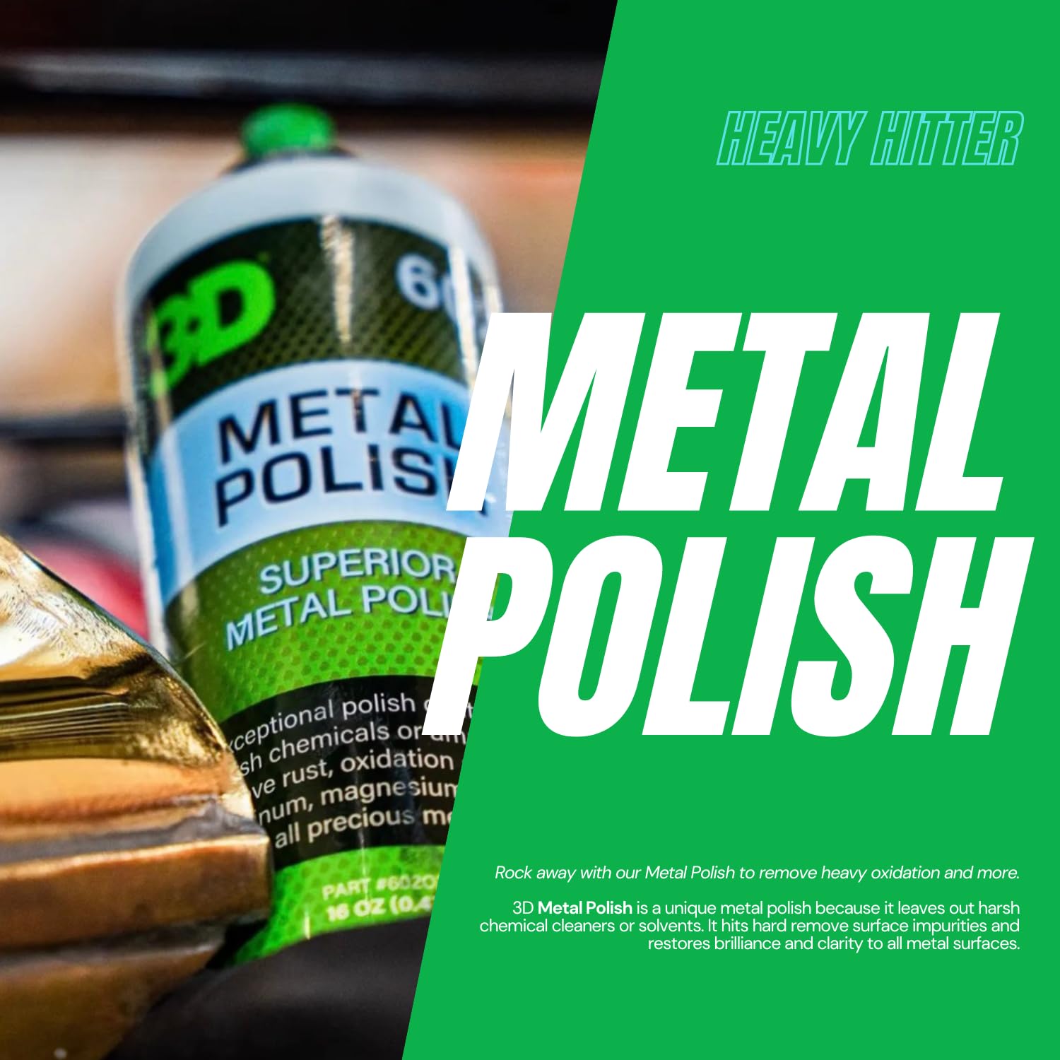 3D Metal Polish - Heavy Duty Multi Purpose Polish, Cleaner, Restorer And Protectant For Metal, Aluminum, Chrome 16Oz.