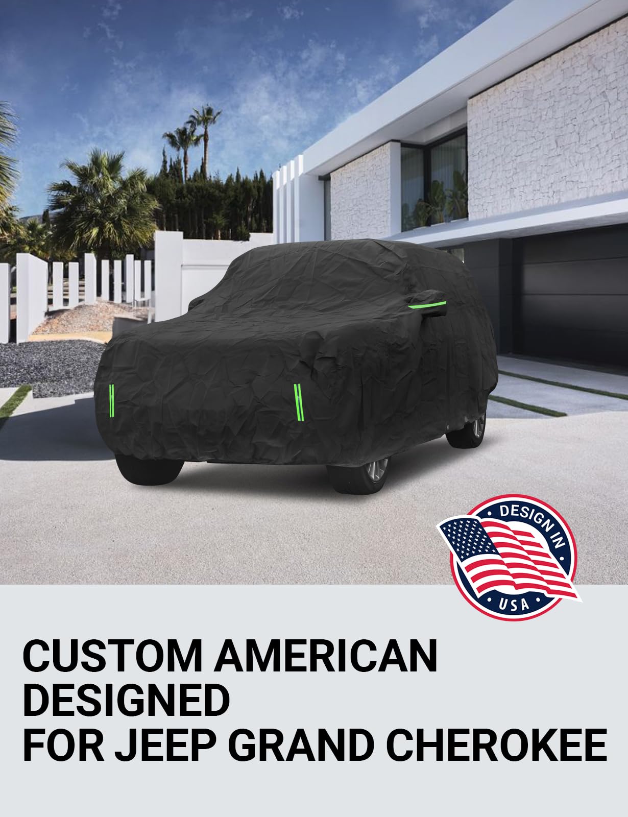 Proadsy 2024 Upgrade Car Cover Compatible With Jeep Grand Cherokee 2011-2024 Windproof All Weather Waterproof Sun Rain Uv Dust Snow Protection Outdoor Covers