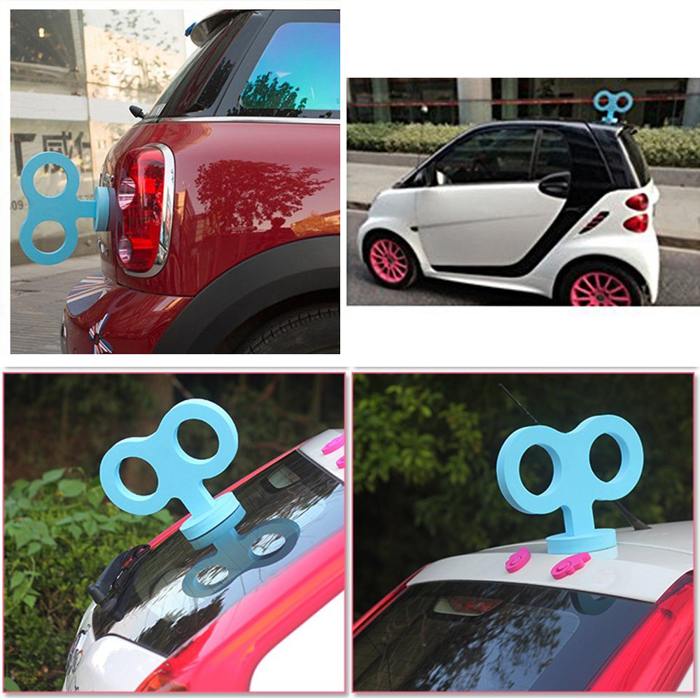 Cogeek 3D Car Wind Up Key, Cute Clockwork Wind Up Key For Back Of Car Roof Decoration (Blue)