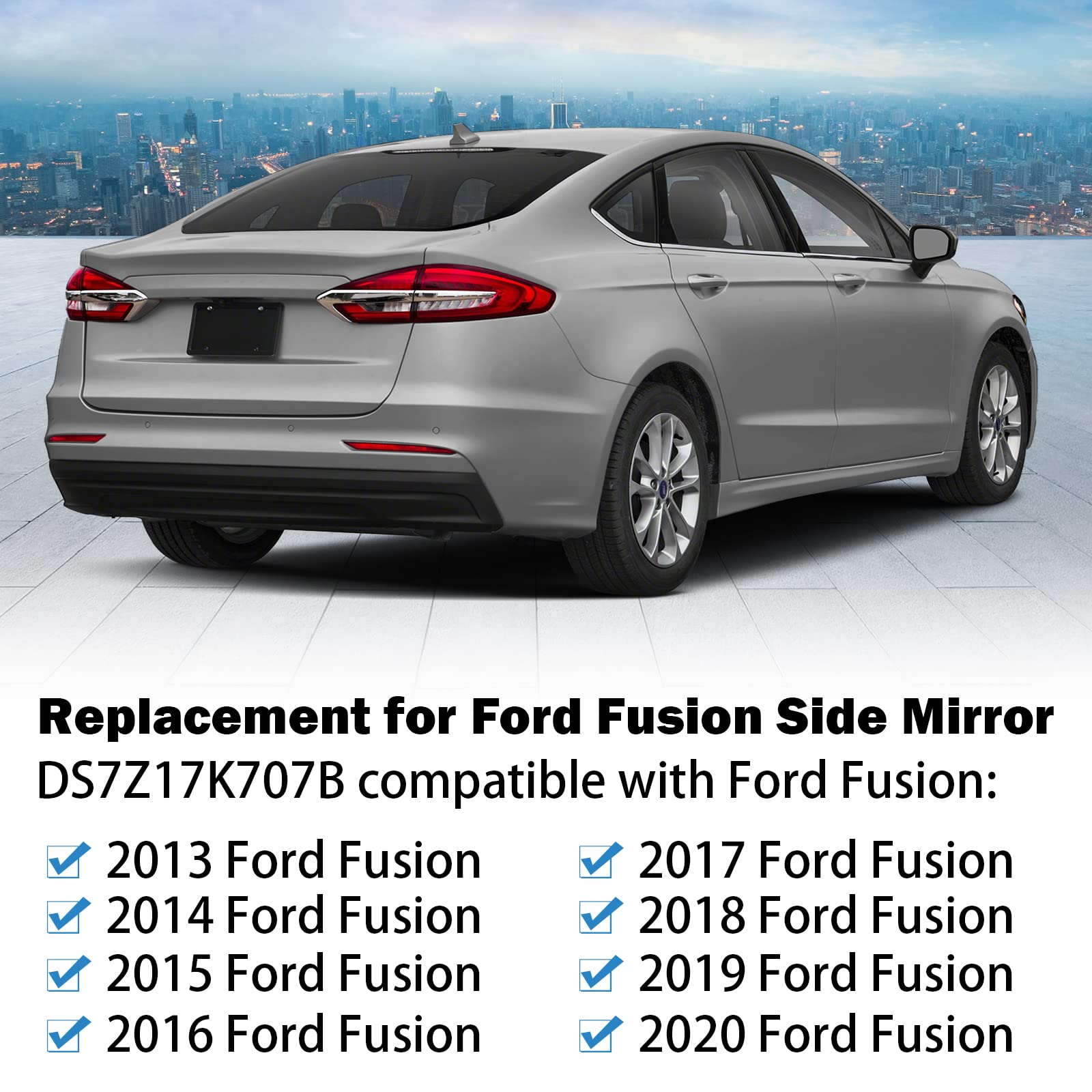 Tutor Auto Right Side Heated Mirror Glass Replacement for 2013-2020 Ford Fusion - Convex with Blind Spot - Replace DS7Z17K707B