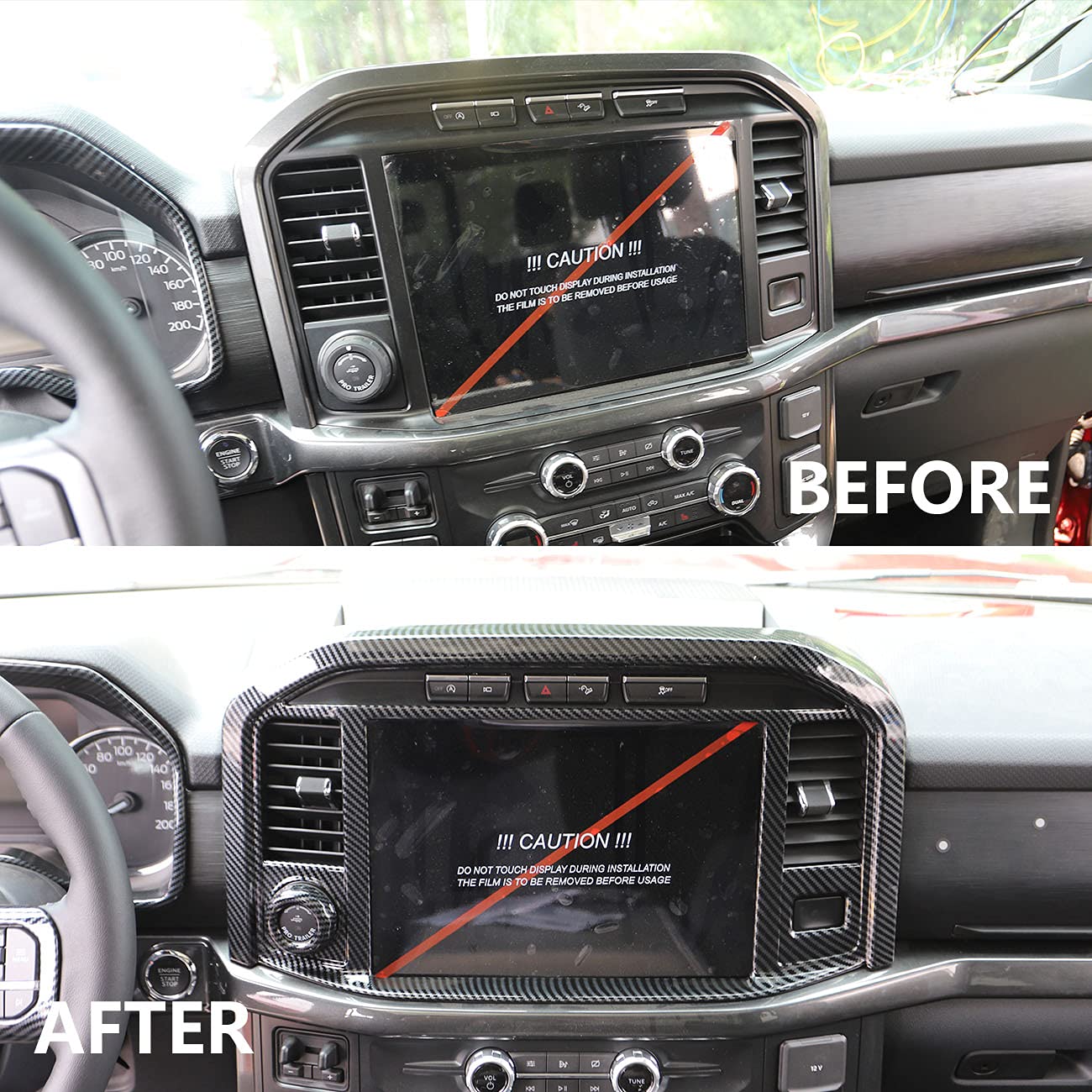 Carbon Fiber Central Control Panel Cover Tirm For Ford F150 2021+(Navigation Screen)