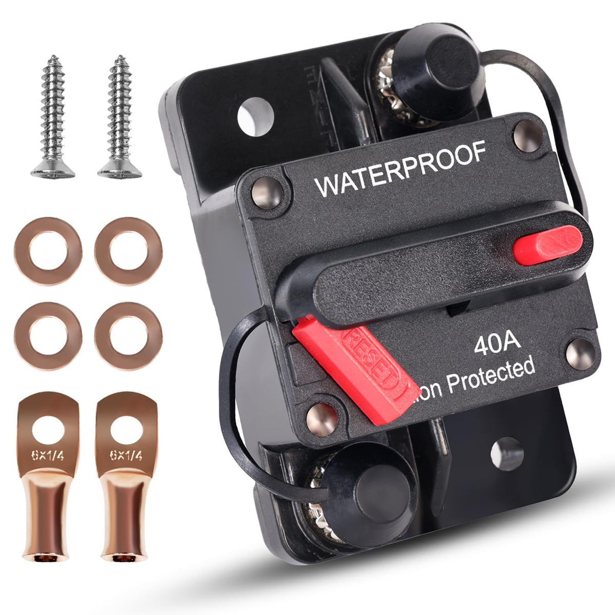 Erayco 40 Amp Circuit Breaker With Manual Reset Waterproof Inline Fuse Inverter For Marine Trolling Motors Boat Atv Manual Power