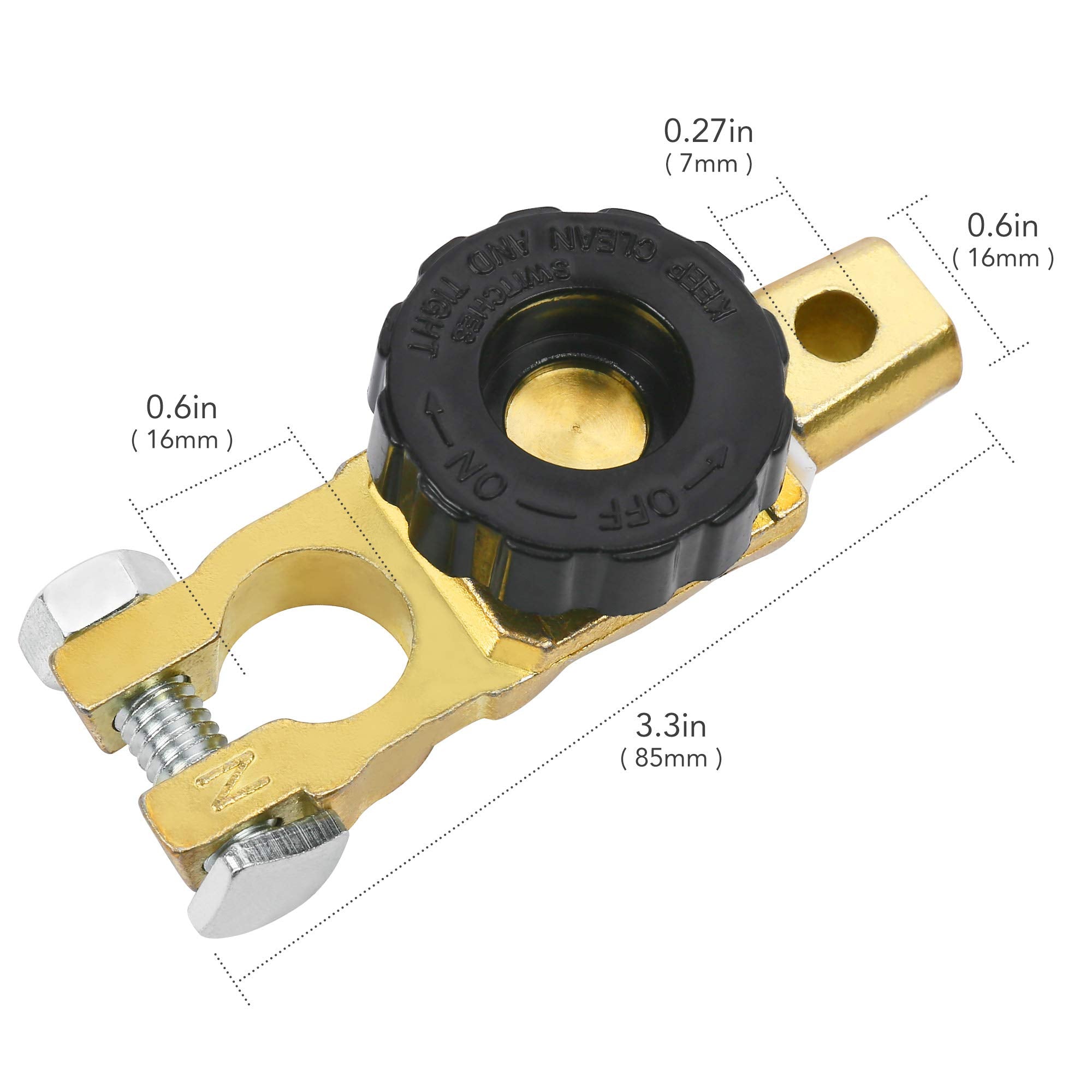 Lotfancy Top Post Battery Disconnect Switch For Car Auto Truck Boat Rv Atv, Pack Of 2, 12V 24V Battery Cutoff Switch, Heavy Duty Battery Isolator Switch, 125/500 Amps