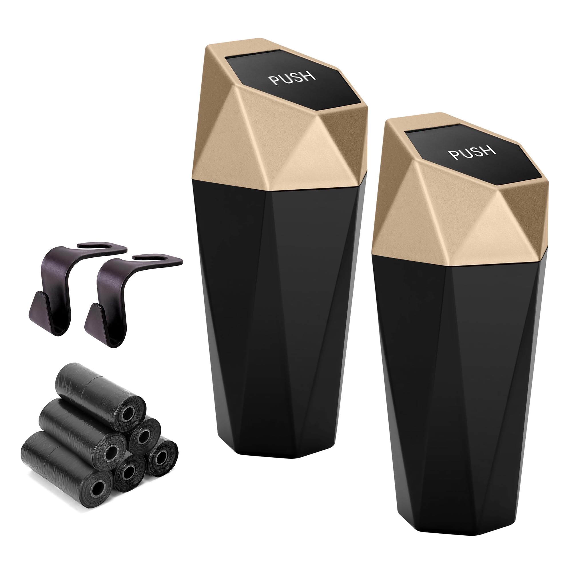 Ginsco Car Trash Can Cup Holder, 2 Pack Mini Car Trash Can With Lid, Car Accessories For Interior, Leakproof Small Trash Cup For