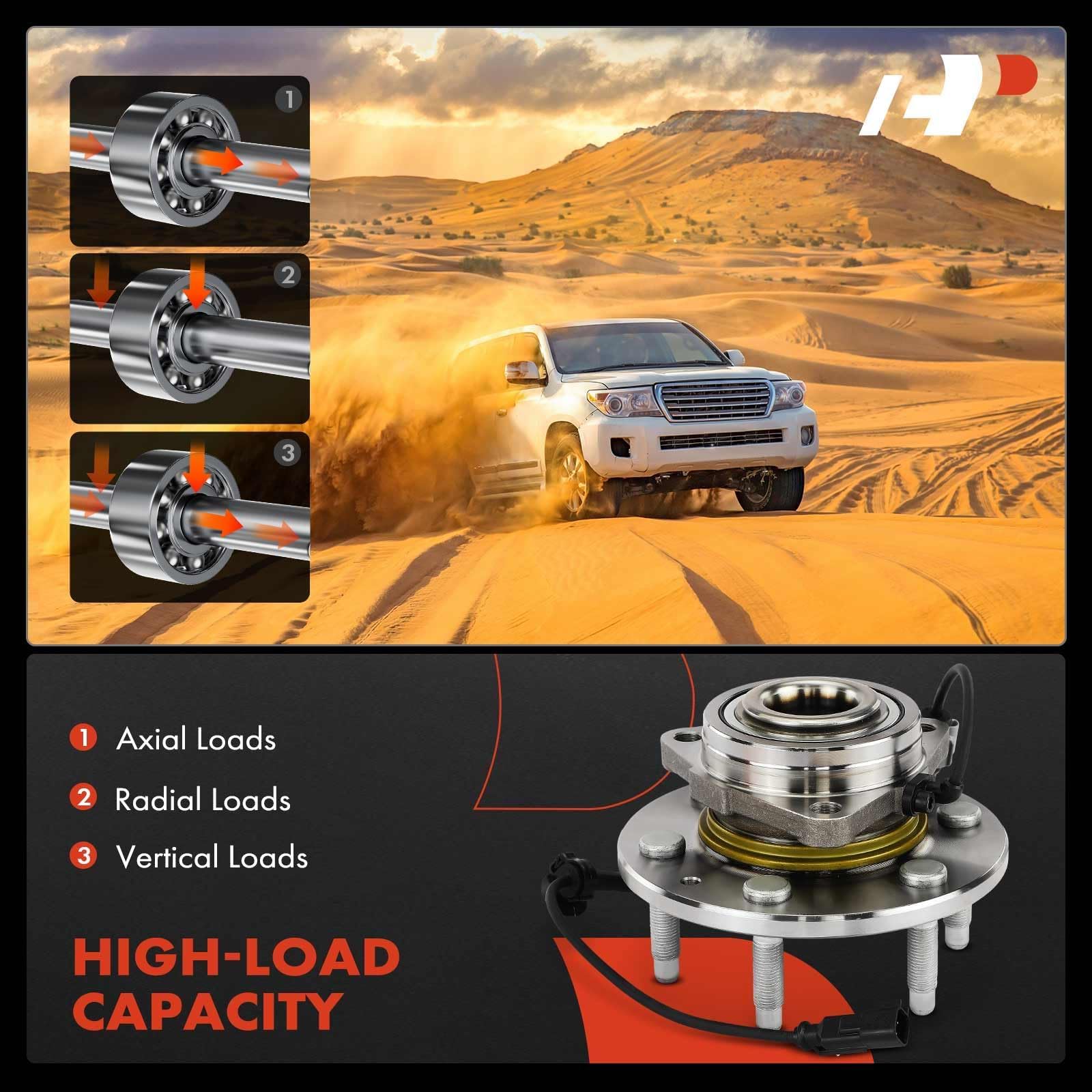 A-Premium 2 X Front Wheel Bearing And Hub Assembly For Chevy Gmc Cadillac - Silverado 1500, Sierra 1500, Suburban, Yukon, Escalade, Xts, 4Wd Only & With Abs & 6-Lug