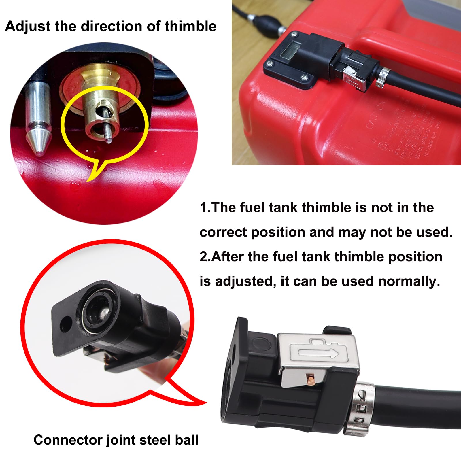 Taiss 6.56FT Boat Motor Fuel Line Hose Outboard Primer Bulb Assembly ID 5/16'' (8mm), with Snap Connector and Steel Hose Clamps