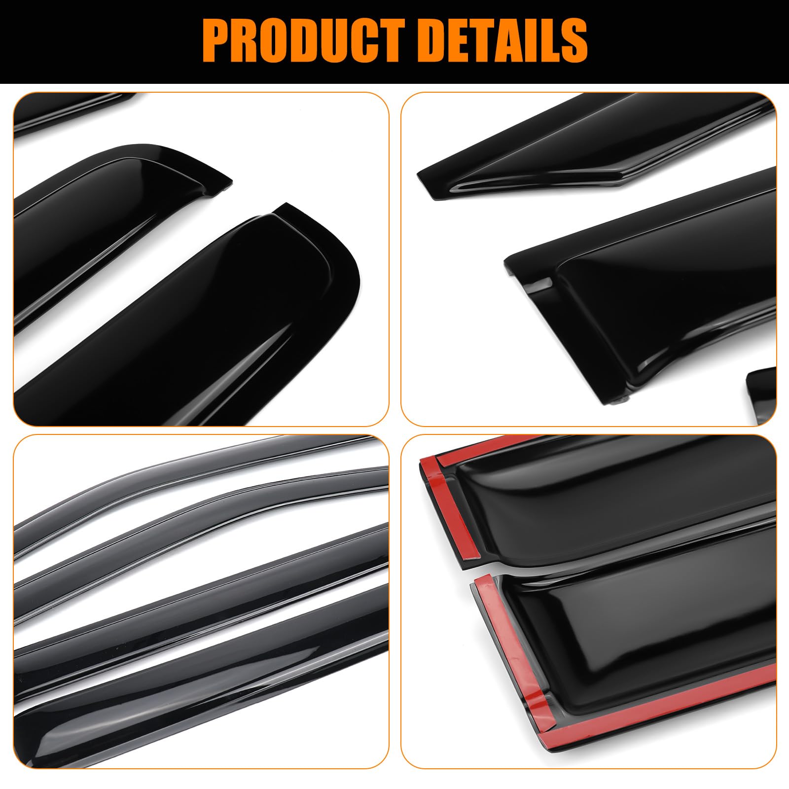 FormiPow Window Visors Rain Guards for 2022-2025 Nissan Frontier Crew Cab, Tape-On Window Deflectors, Weather Protection, Wind N