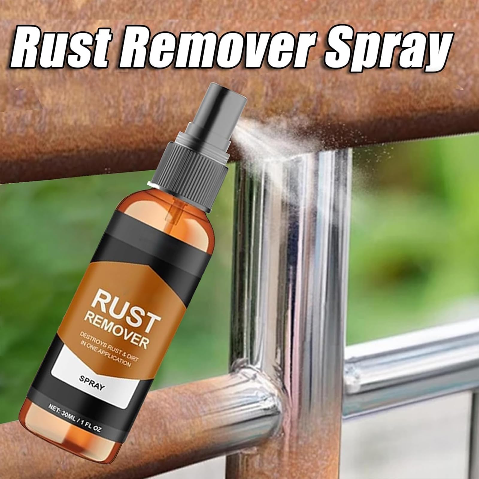 2Pcs Rust Remover Spray,2025 Upgrade Rust Remover for Metal,Destroys Rust & Dirt in One Application, for Multiple Surfaces Metal