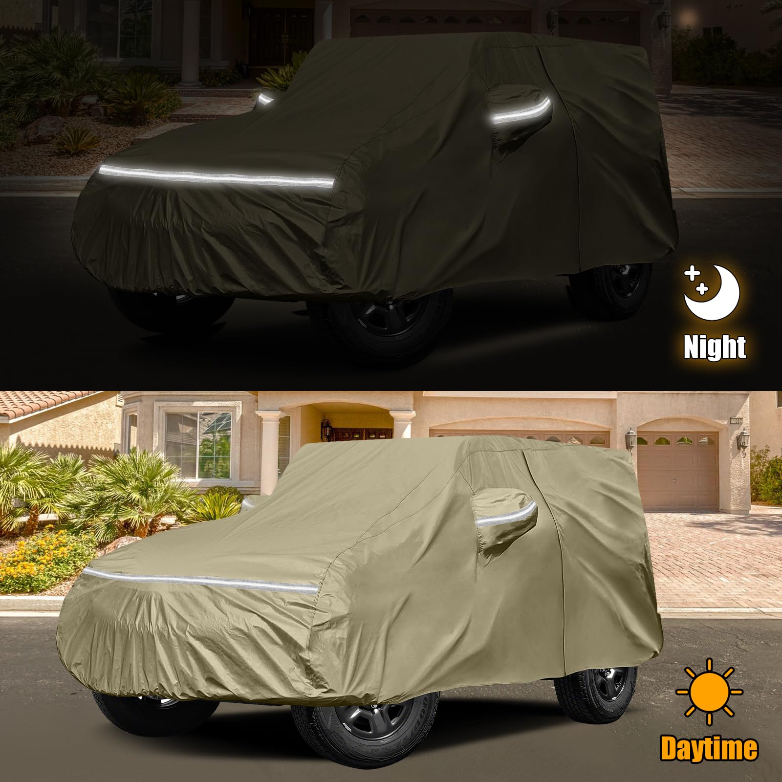 Waterproof Car Covers Replace for 2007-2025 Jeep Wrangler 2 Door, Multilayer Heavy Duty with Cotton Liner All Weather Car Cover