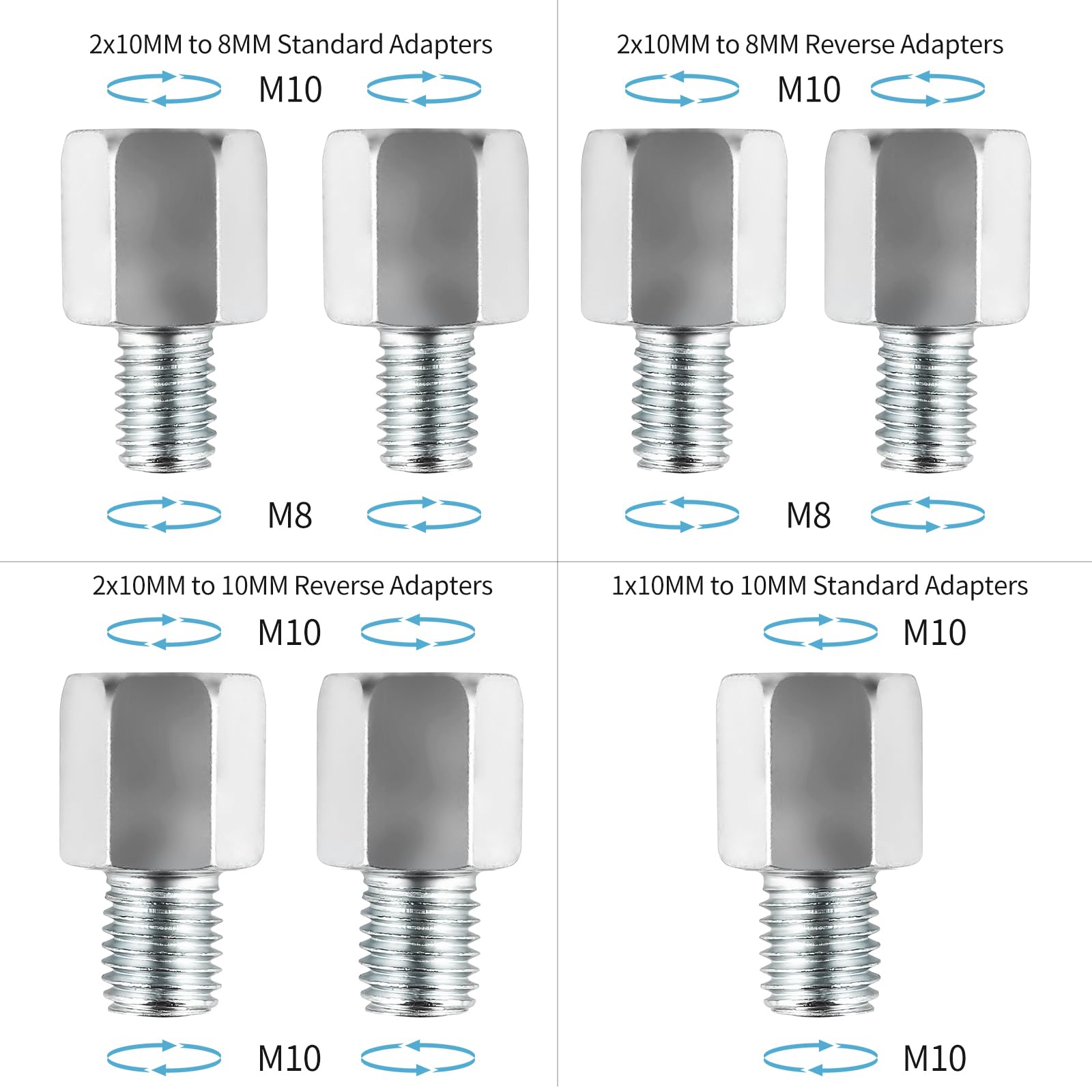 Motorcycle Mirror Mount Adapter 10Mm To 10Mm/8Mm Standarad/Reverse Motorcycle Rear Mirror Adapter Threads