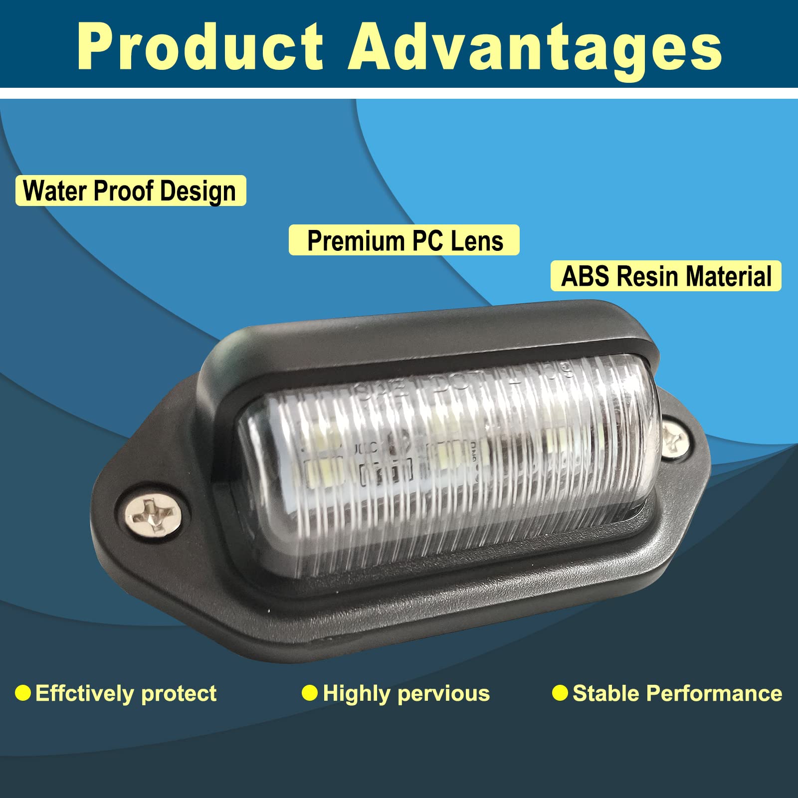 4Pcs Red Led License Plate Light, 12V-24V Dc Waterproof 6-Smd License Plate Lamp Taillight, Universal For Truck Suv Trailer Van