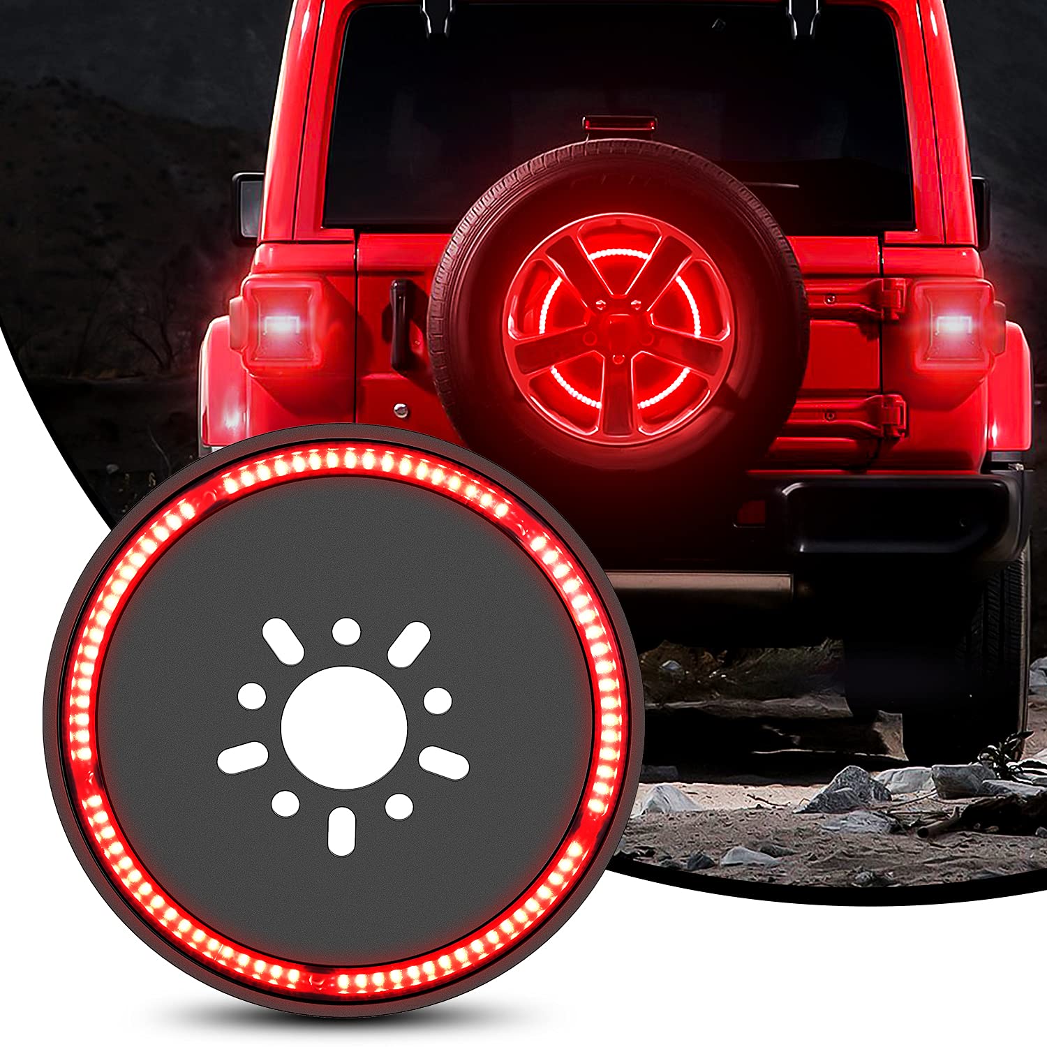 Nilight Spare Tire Brake Light Wheel Light 3Rd Third Brake Light For 2018 2019 2020 2021 2022 2023 2024 2025 Jeep Wrangler Jk Jk