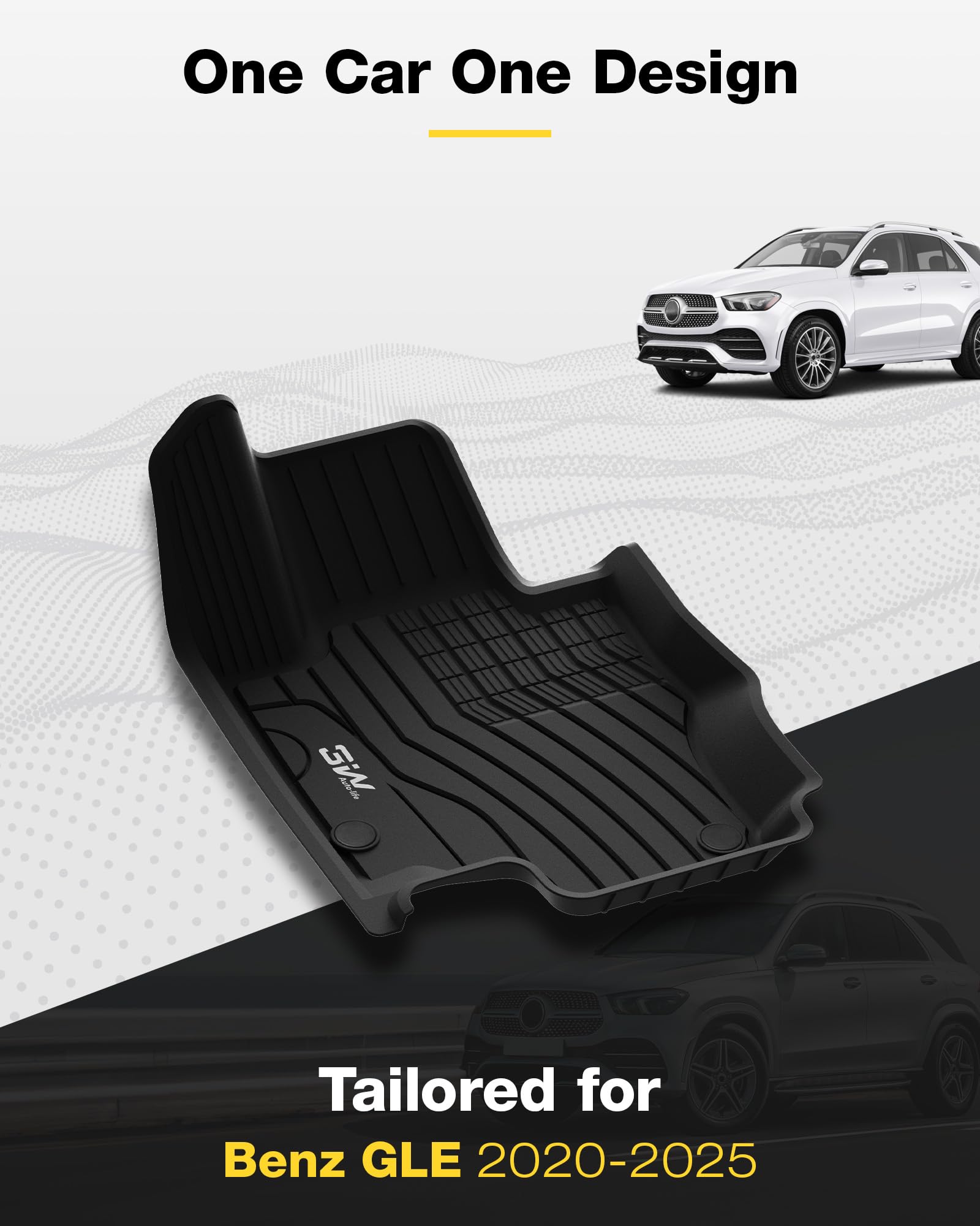 3W Floor Mats Compatible For Benz Gle 2020-2024 2025 350/43 Amg/ 450/53 Amg/ 580/63 Amg S(Not Fit For Coupe),Tpe All Weather Cus