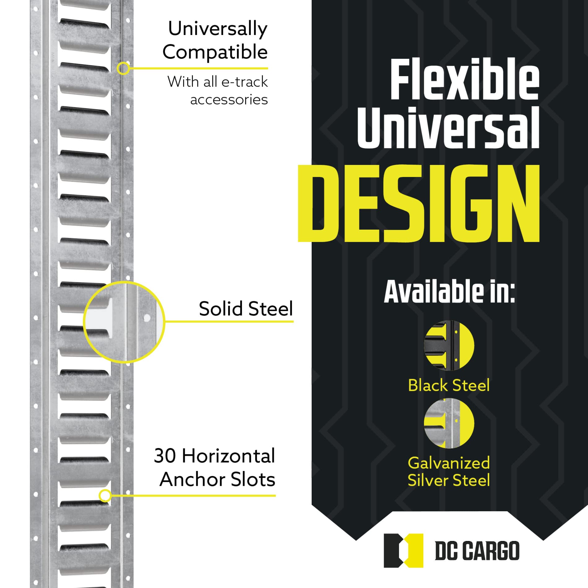 E Track Tie Down Rail Kit 5' (2 Pack) for Garages, Vans, Trailers, Motorcycle Tie Downs, ATV Mountings - ETrack Bar Rails – Galvanized Steel - Secure Cargo & Heavy Loads Up to 2,000 lbs