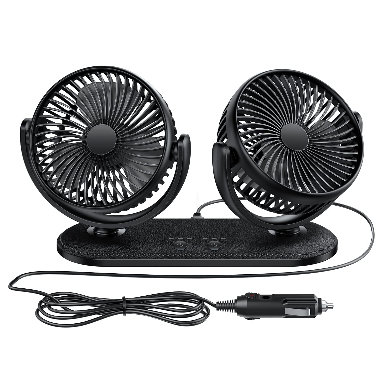 Tripole Car Fan 12V / 24V Portable Auto Cooling Dual Head Rotatable Vehicle Electric Fan For Car, Truck, Suv, Rv, Van, Boat, Gol