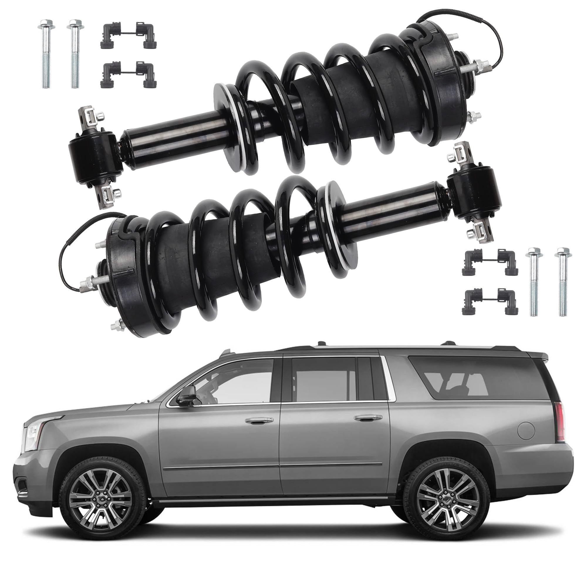 Dasbecan 2Pcs Front Struts Shock Assembly Absorber w/Magnetic with spring Compatible with 2015-2021 Cadillac Escalade Chevy Subu