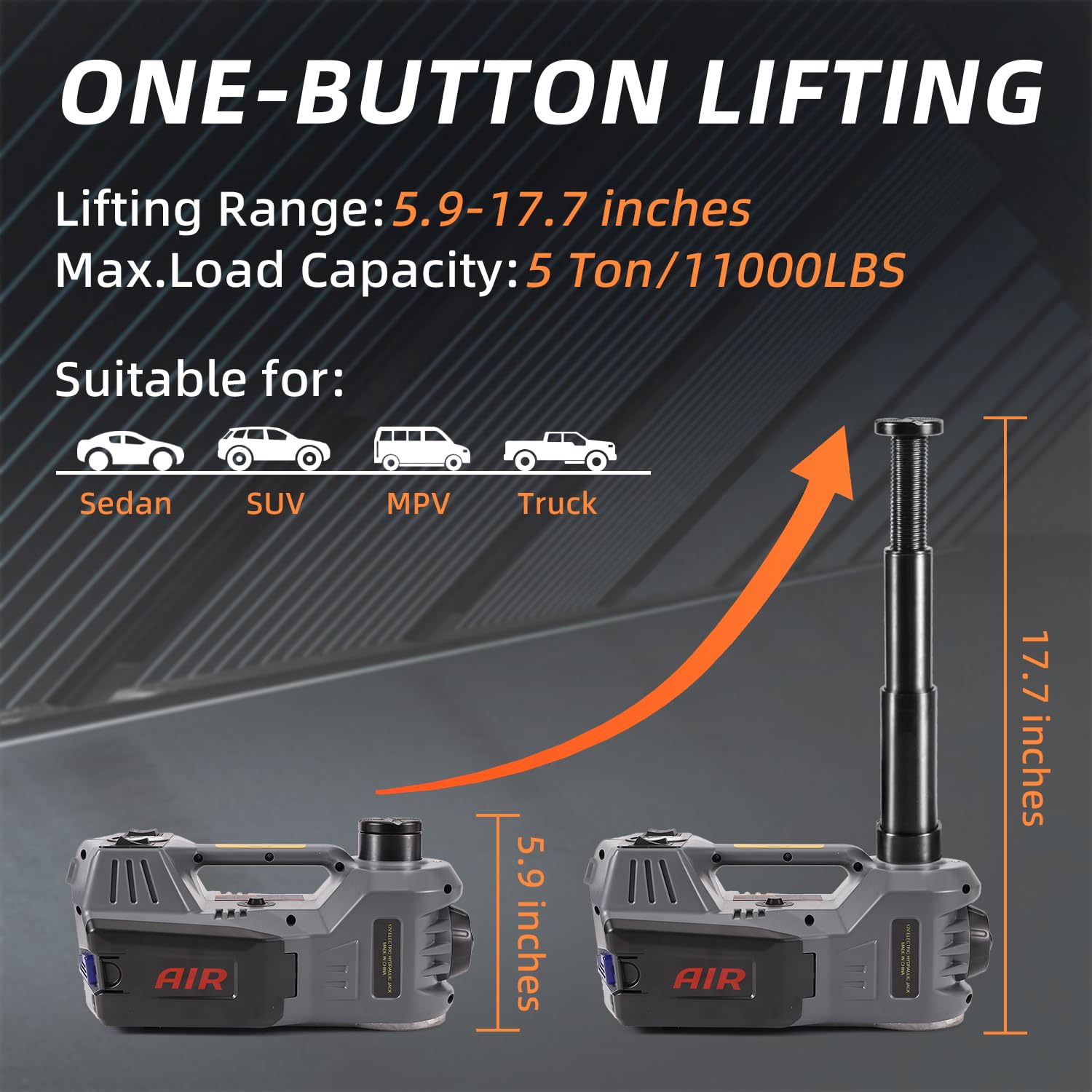 Standtall Electric Car Jack Kit 5T 12V Electric Floor Jack Lift For Vehicle,Electric Hydraulic Jack Auto Repair Tool Set With Bu