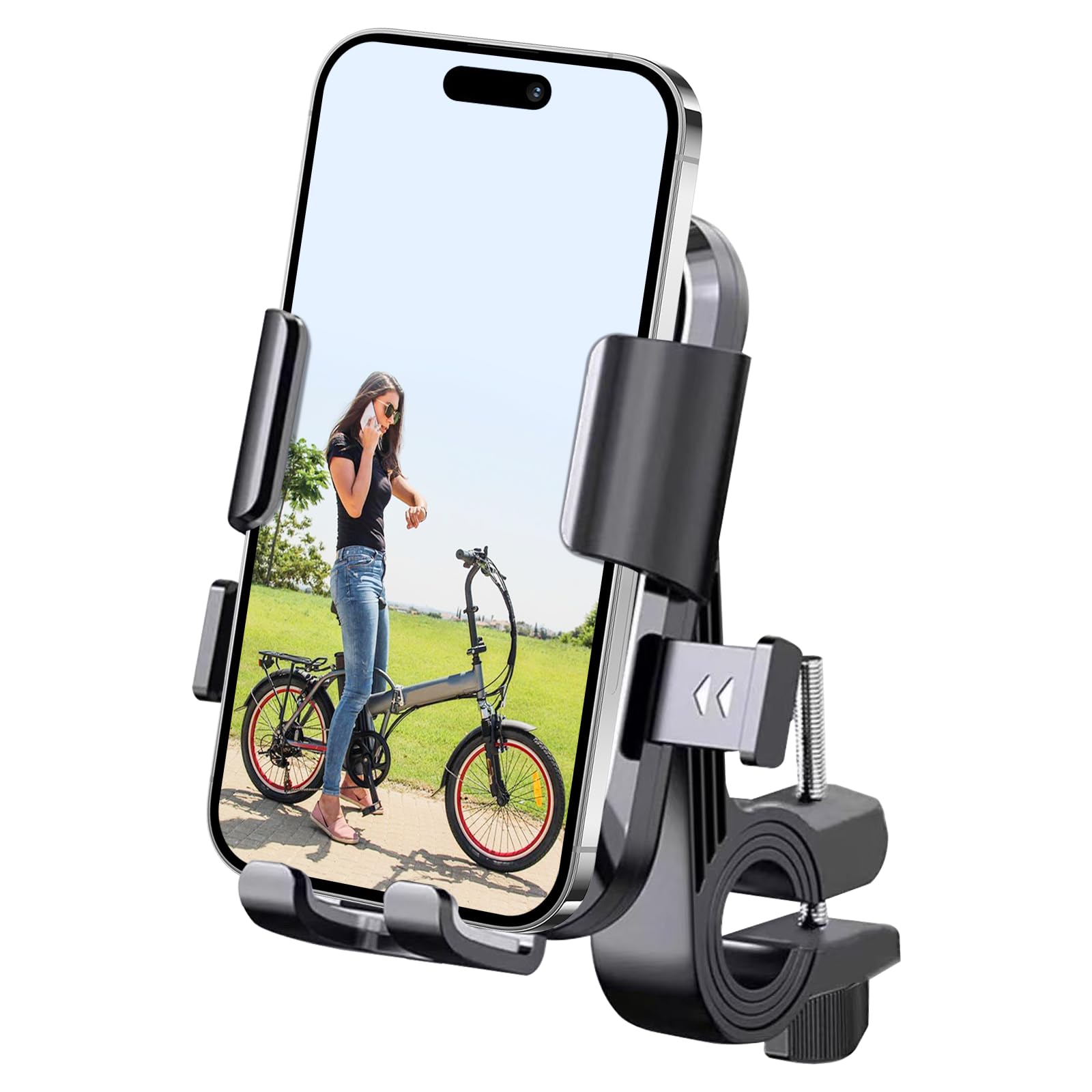 LELEKUAI Bike Phone Mount Holder for Electric Scooter, Motorcycle & Ebike - Universal Handlebar Cell Phone Holder, Anti-Shake De