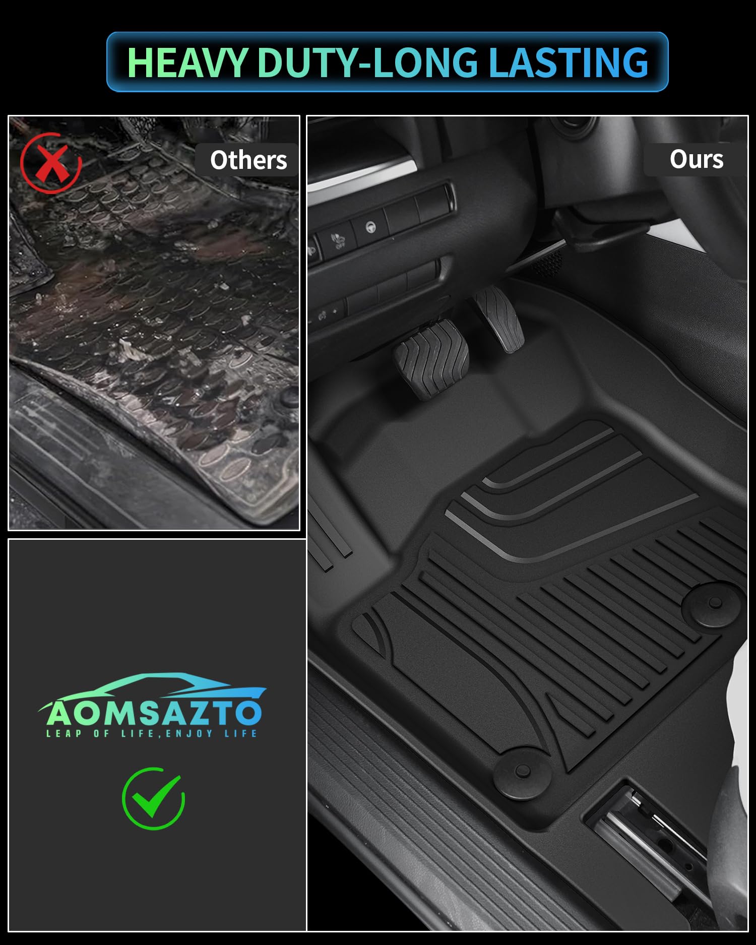 AOMSAZTO Floor Mats Full Set fit for Nissan Kicks 2025 SUV | All Weather 3D Protection Heavy Duty | Floor Liners & Cargo Liner &