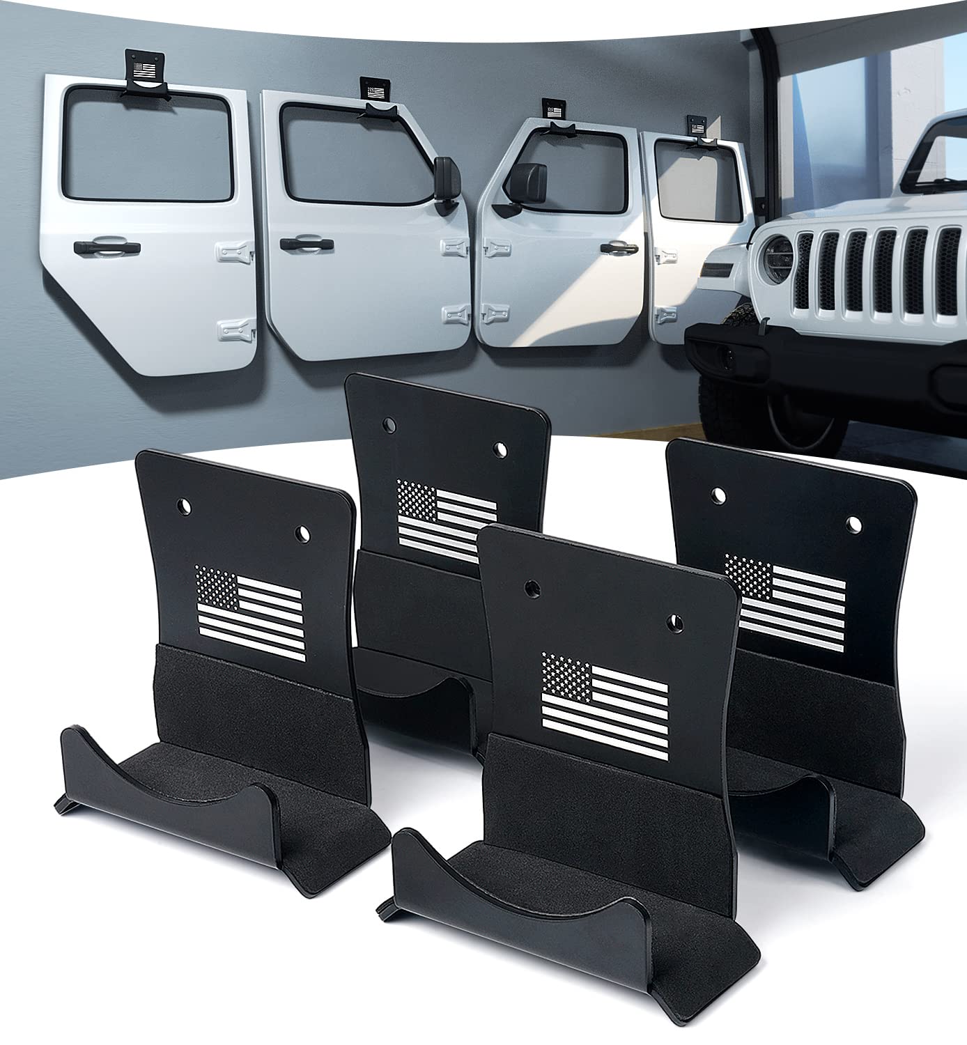 Lupar America Flag Storage Door Hangers, Aluminum Wall-Mounted Removable Door Storage Rack Holder With Rubber Lining Compatible