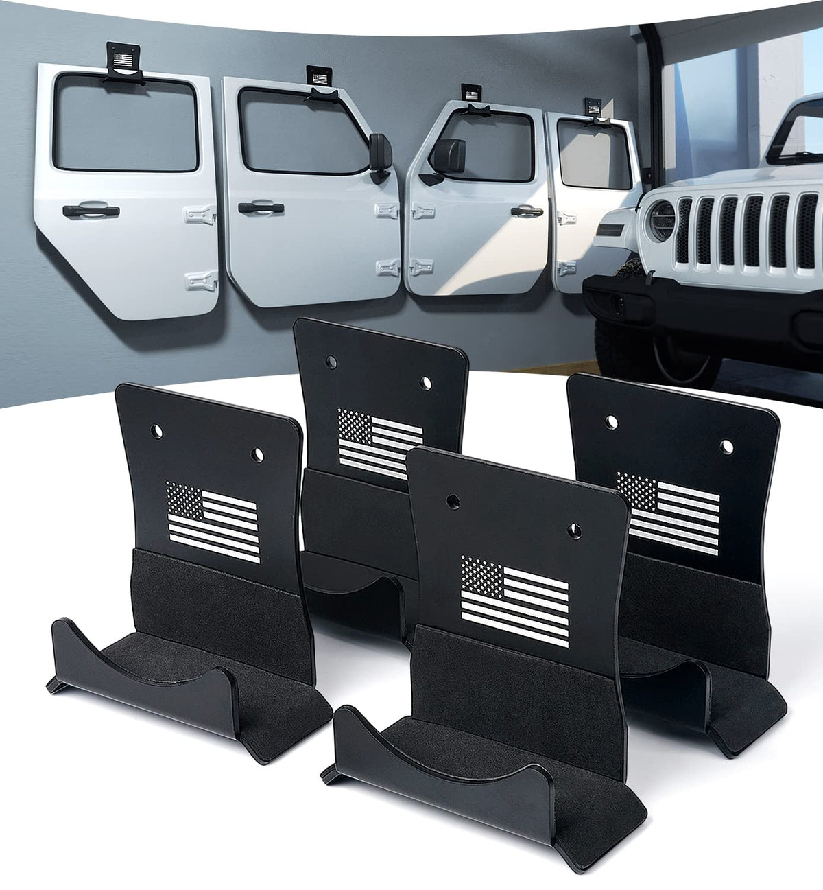 Lupar America Flag Storage Door Hangers, Aluminum Wall-Mounted Removable Door Storage Rack Holder With Rubber Lining Compatible