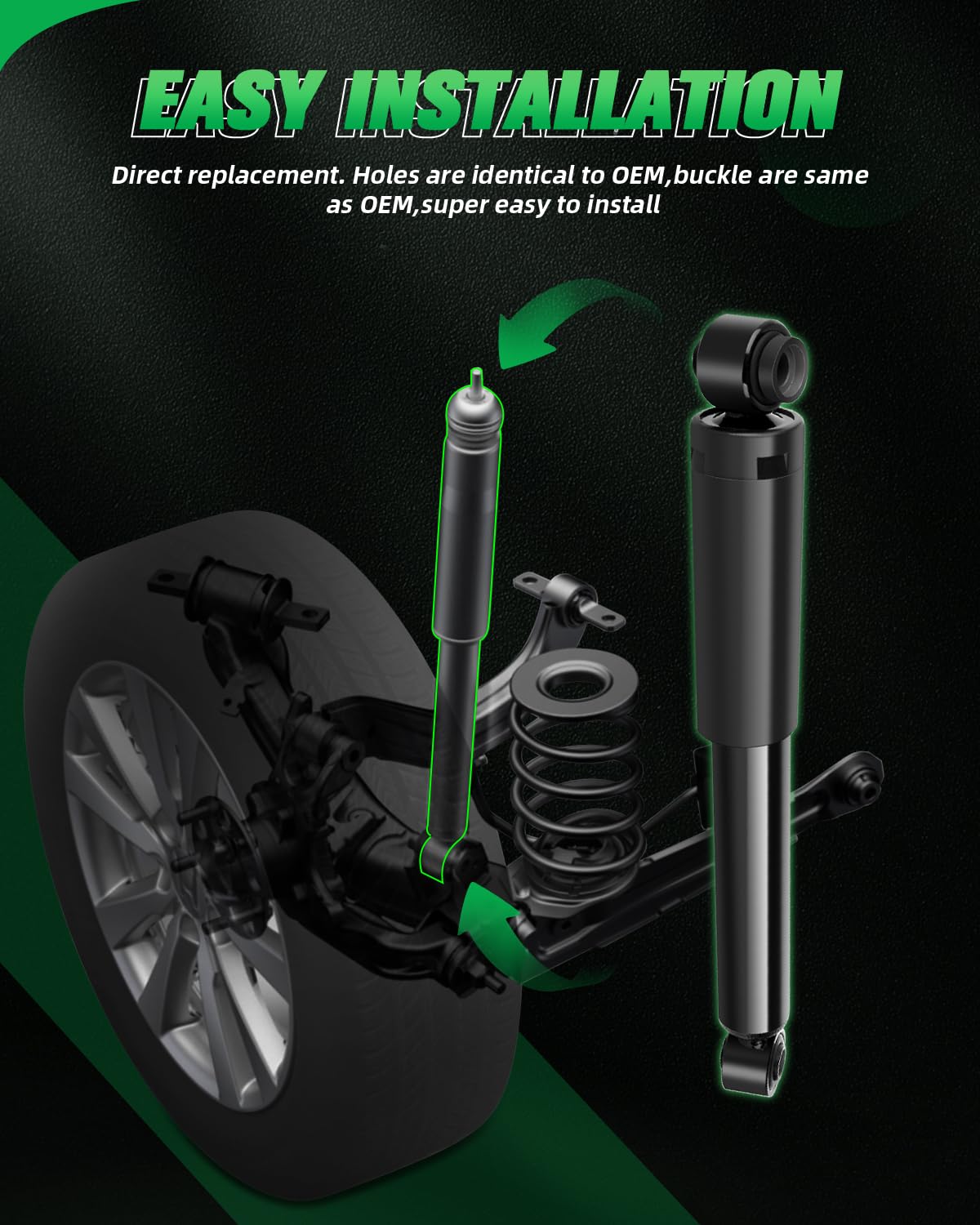 Scitoo Rear Shocks Set Of 2 For Santa Fe, Shocks Absorbers And Struts Fits 2007 2008 2009 For Hyundai For Santa Fe,2007 2008 200