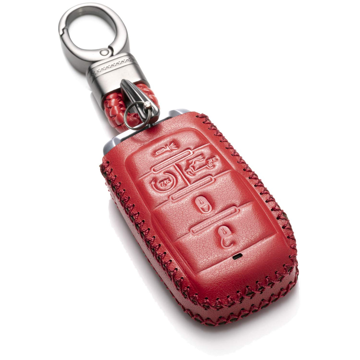 Vitodeco Genuine Leather Smart Key Fob Case Cover Protector Compatible with RAM 1500, RAM 2500, RAM 3500 2019 - 2025 (5-Button w