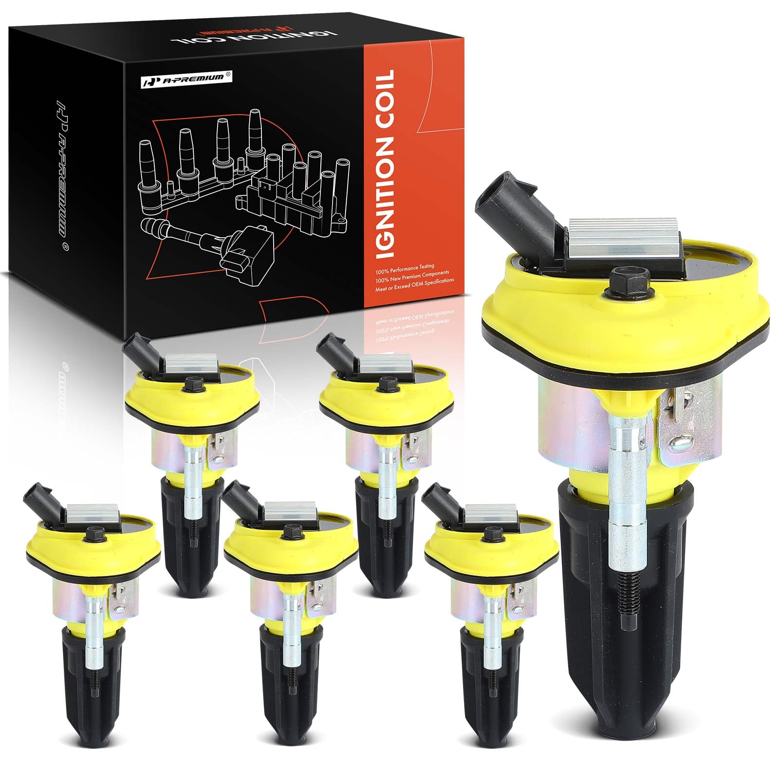 A-Premium (Yellow) Engine Ignition Coil Pack Compatible With Chevrolet Trailblazer, Trailblazer Ext & Gmc Envoy, Envoy Xl & Buic