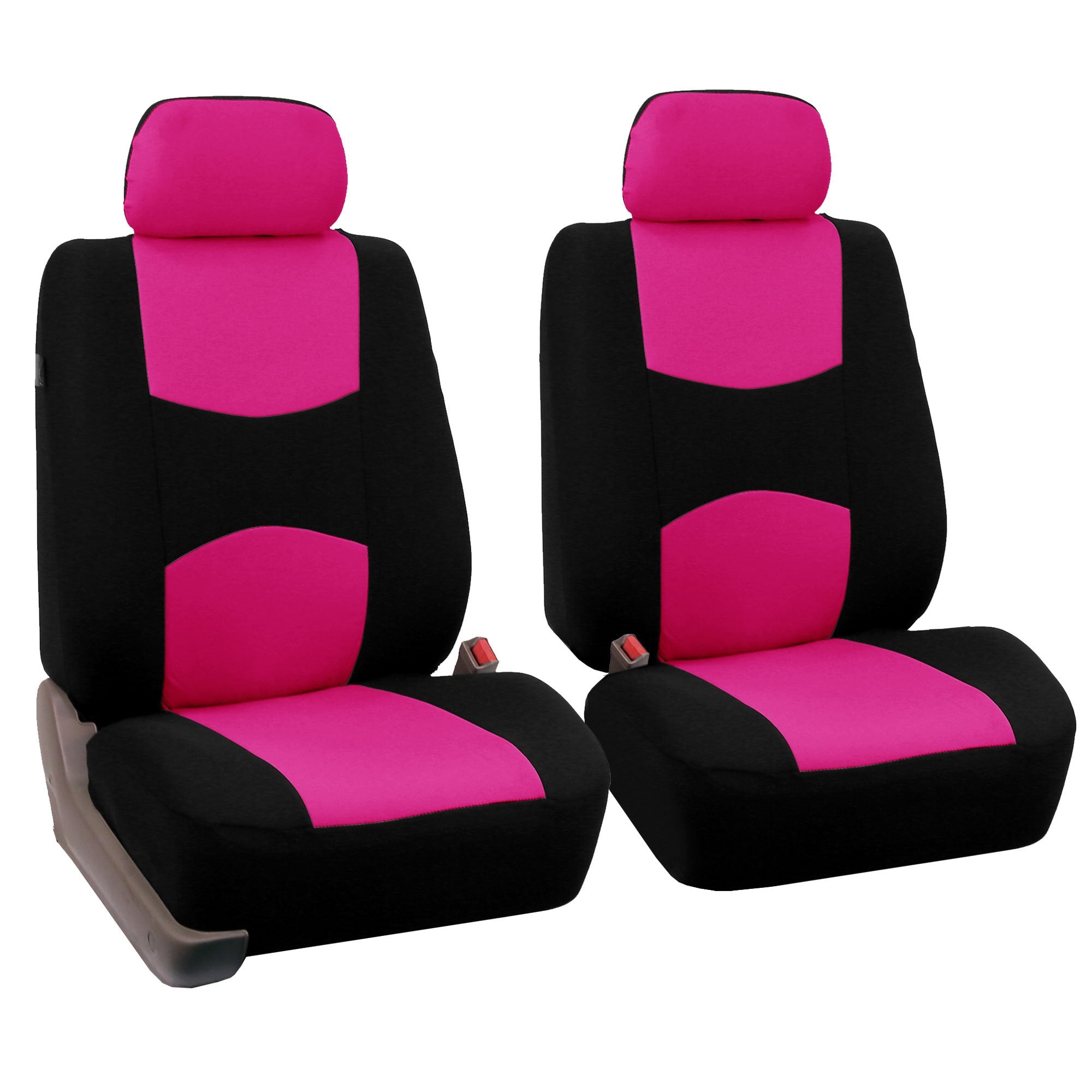 Fh Group Pair Set Flat Cloth Car Seat Covers- Universal Fit For Trucks, Suvs, And Vans (Pink/Black) Fb050102