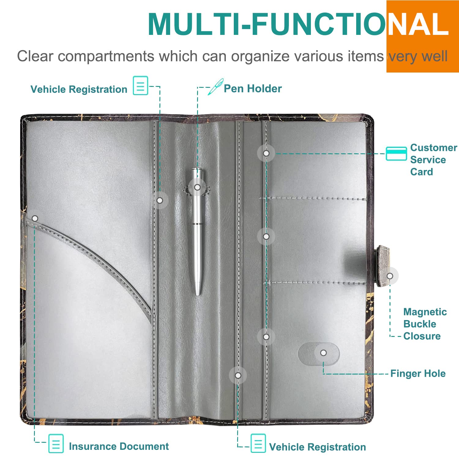 Rsaquar Car Registration And Insurance Holder, Glove Box Organizer Car Accessories, Car Document Holder For Cards, Driver Licens