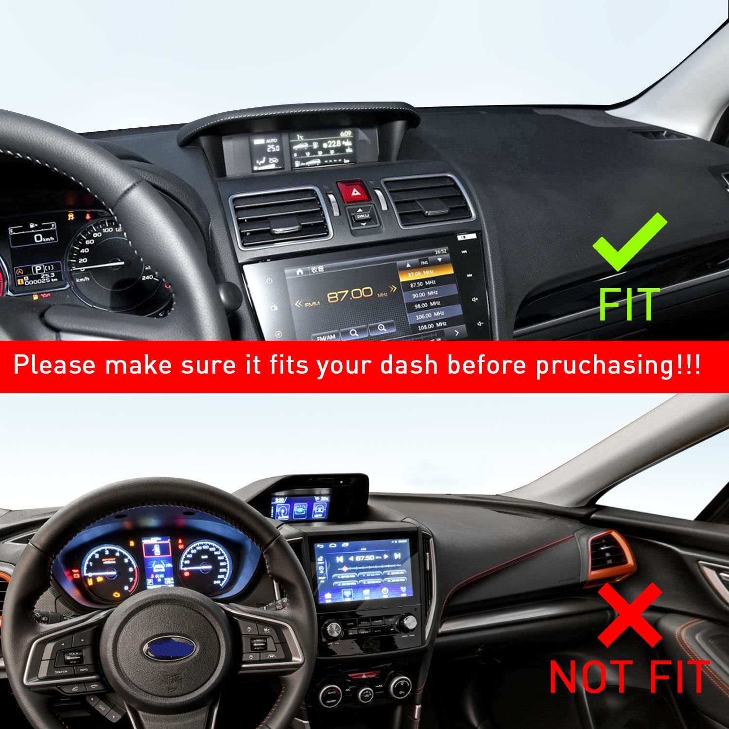 Mochent Dash Mat For Subaru Crosstrek Accessories 2012-2017, Forester 2014-2018, Impreza Xv 2012-2016 Interior Non-Slip Dashboar