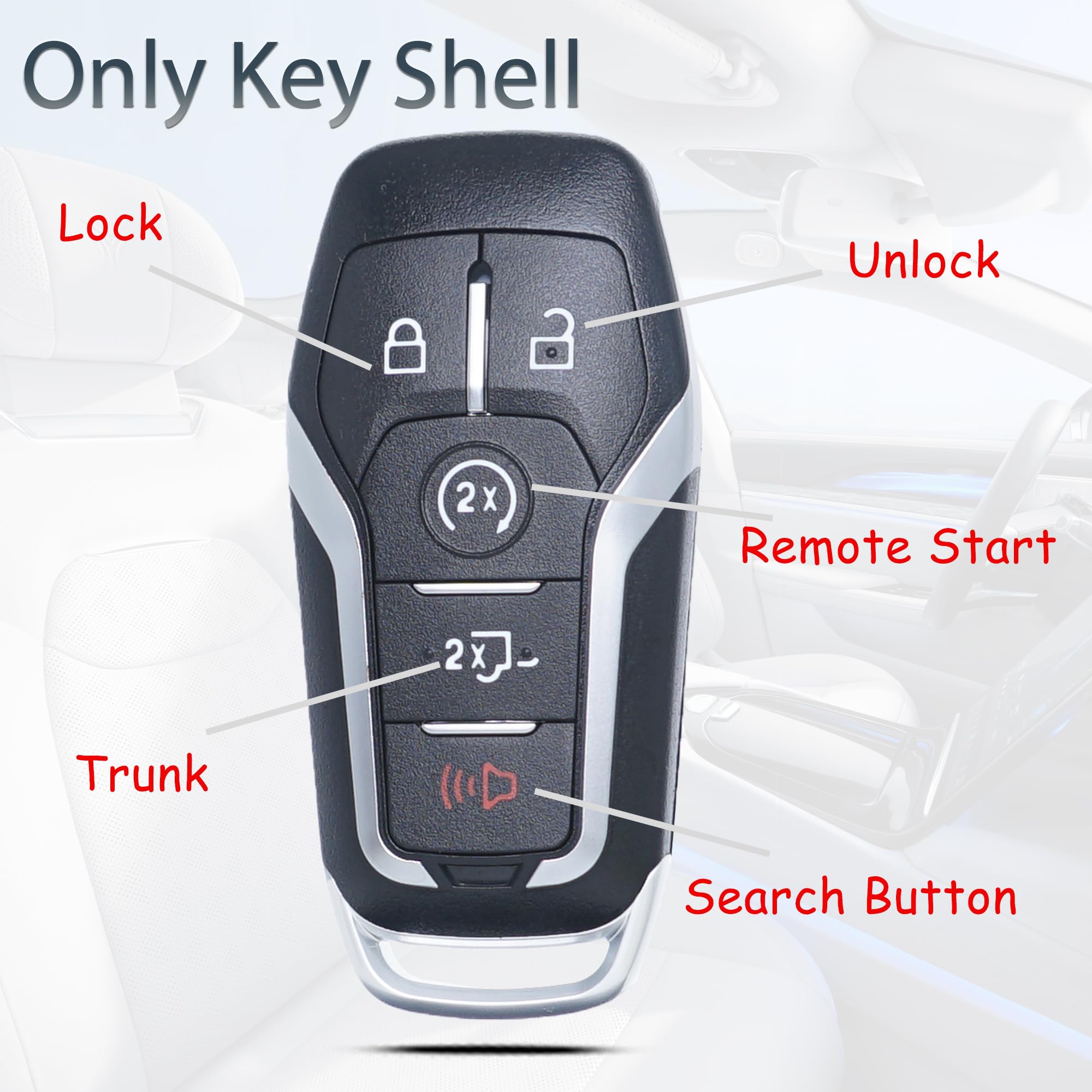 SUPALAND Key Fob Shell Case Cover Replacement Fits for Ford F150 F250 F350 F450 F550 Trucks 2015 2016 2017 Keyless Entry Remote