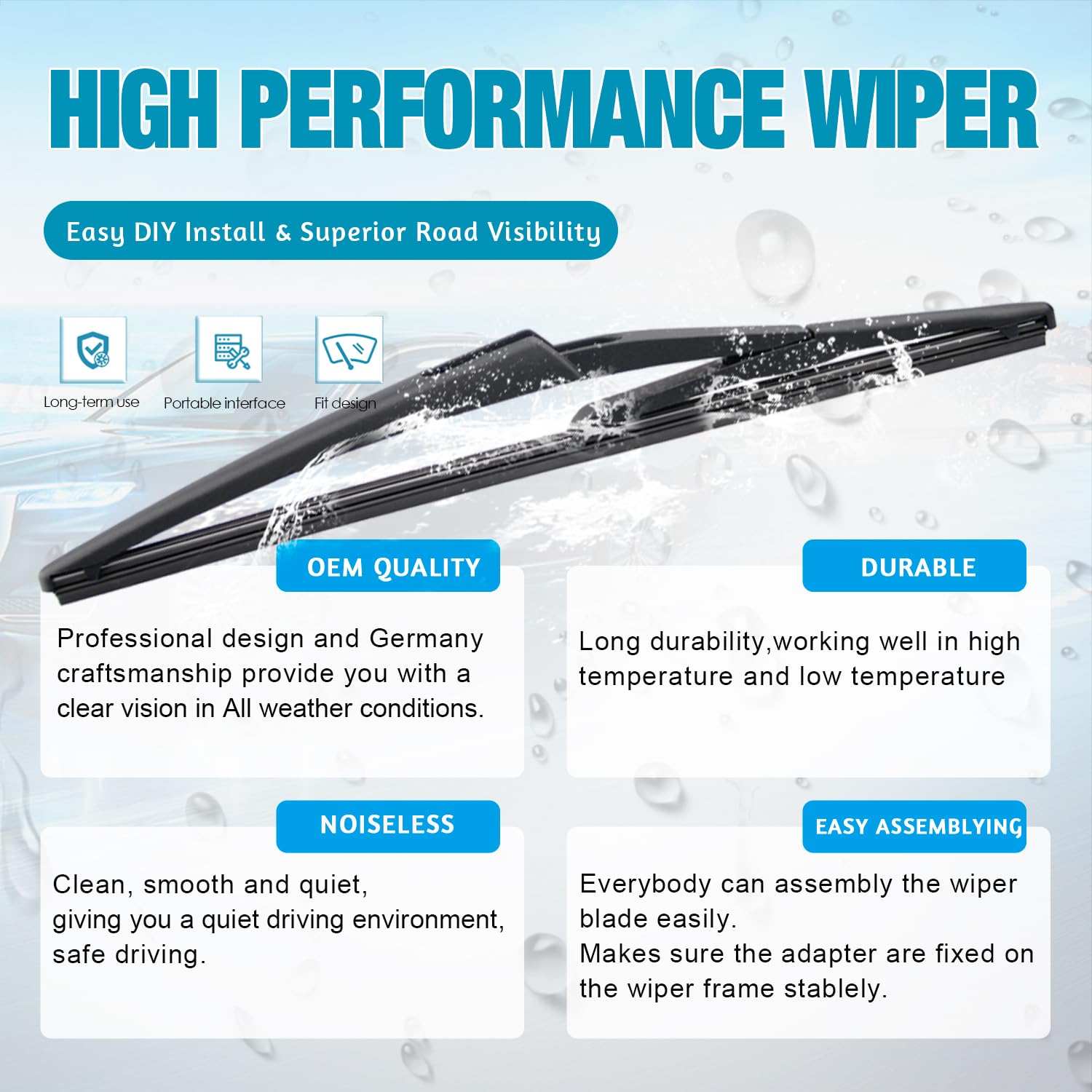 Vtogoi Original Factory Quality Rear Windshield Wiper Blades Replacement For Hyundai Santa Fe 2019-2022