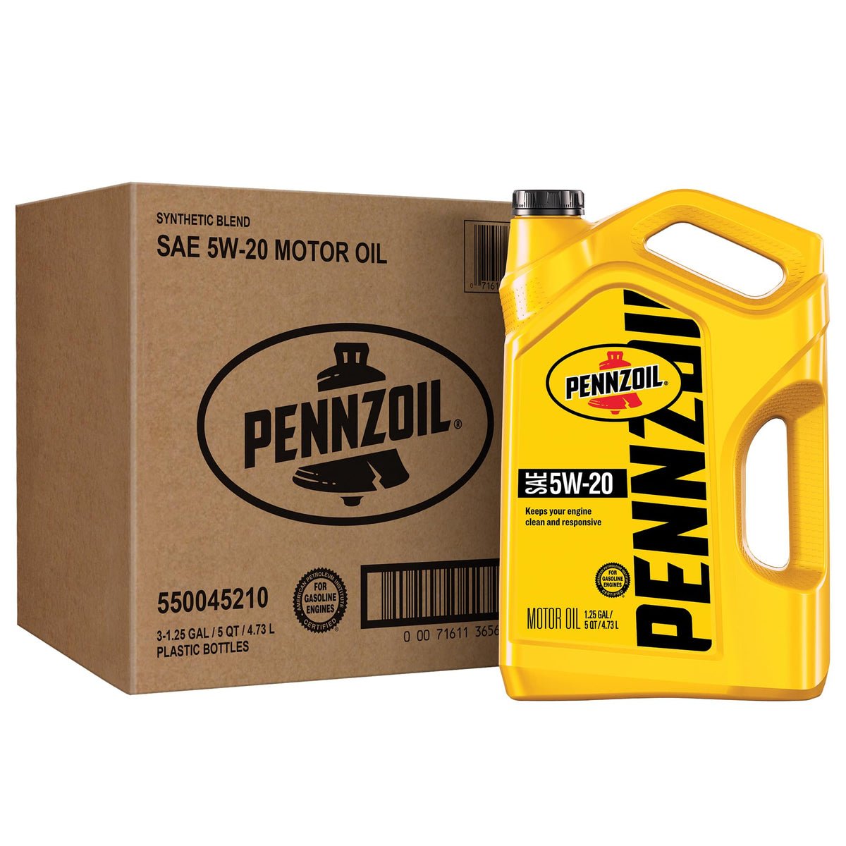 Pennzoil Motor Oil 5W-20 Motor Oil, 5 Quart (3 Pack)