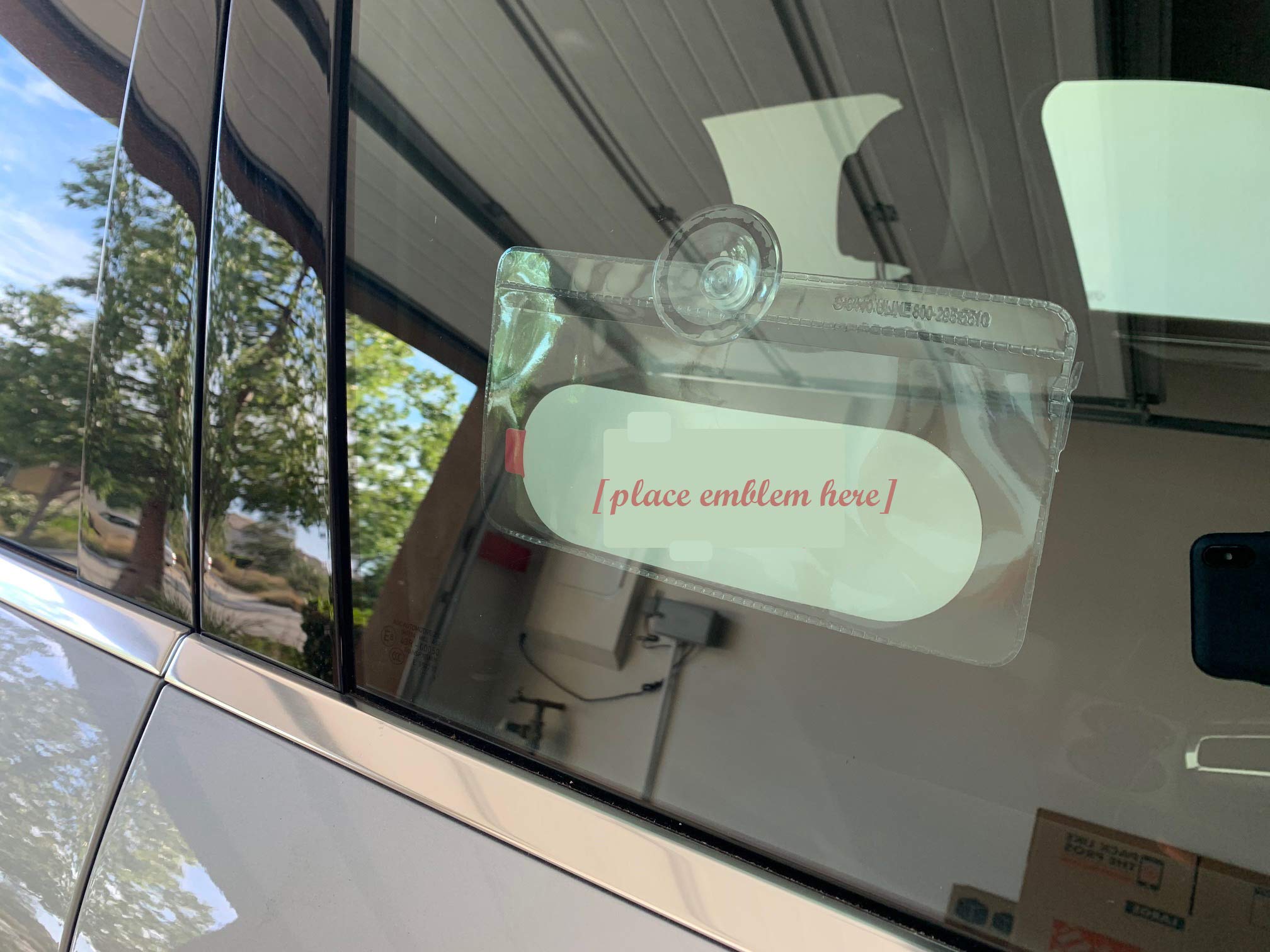 AS PRO Rideshare Emblem/Parking Permit Holder with Pocket and Strong Suction Cup (8 x 4)