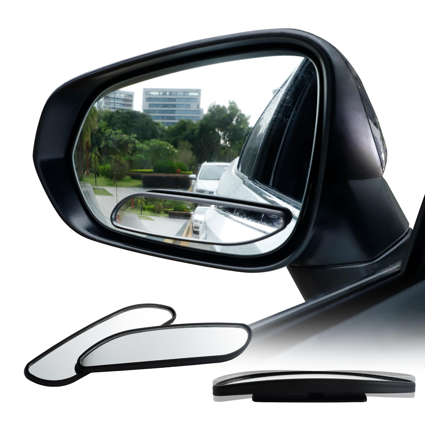 Livtee Blind Spot Car Mirror, Long Framed Hd Glass And Abs Housing Convex Wide Angle Side Rearview Mirrors With Adjustable Stick For Universal Car (2 Pcs)
