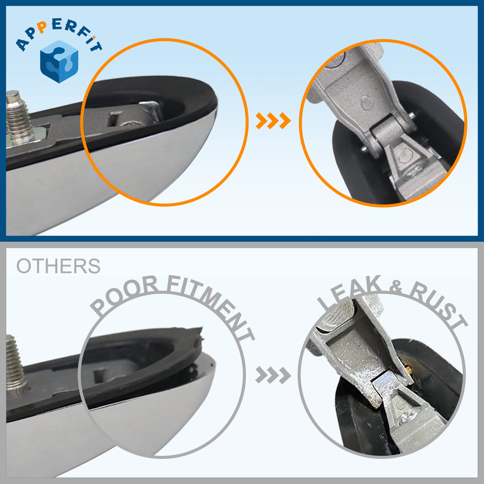 Apperfit Exterior Door Handle (Left Driver Side) Compatible With Fiat 500 2012 2013 2014 2015 2016 2017 2018 Replaces 68069943Ac