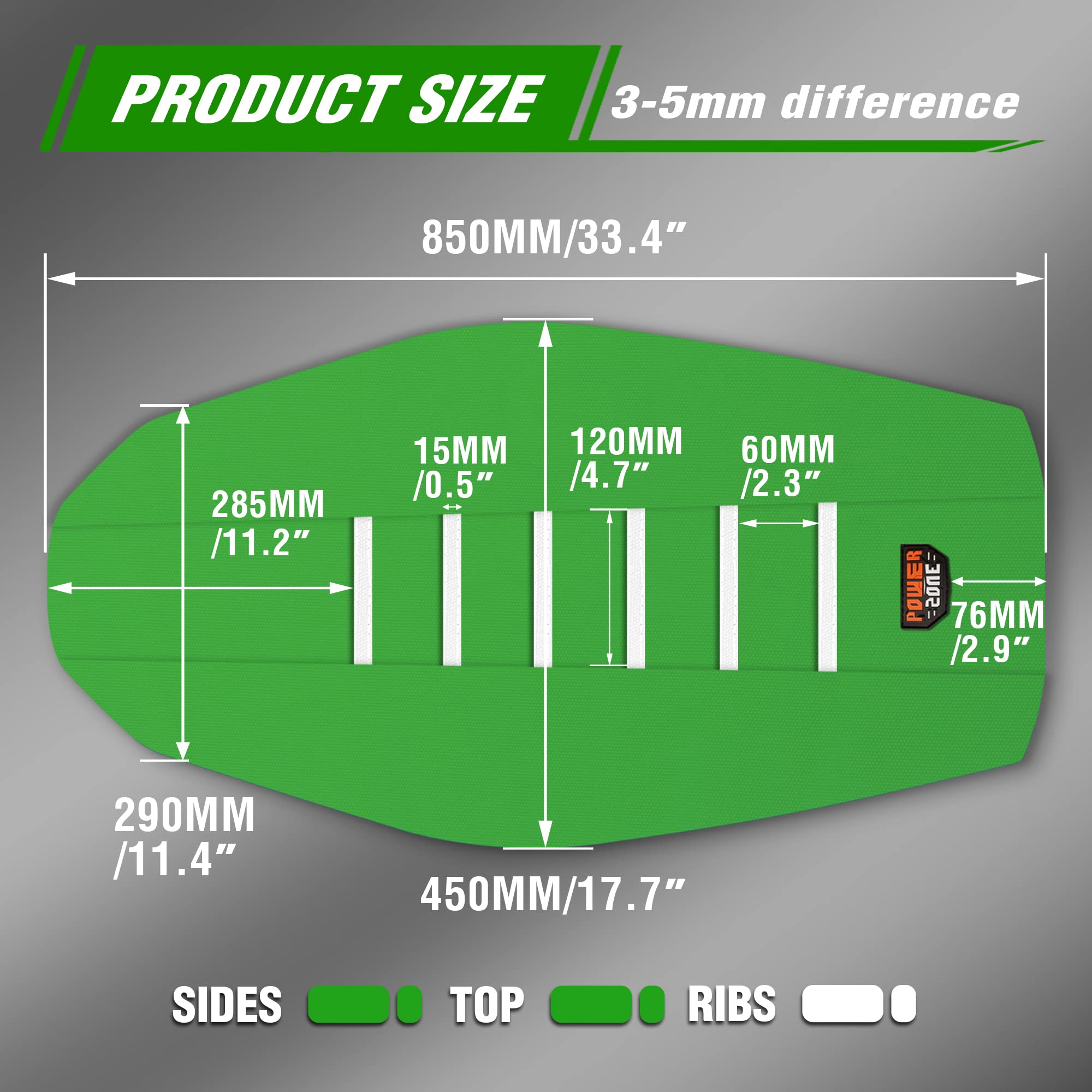 Fewfuss Dirt Bike Seat Cover - White Stripe Universial Seat Cover For Dirt Bike - Motorcycle Motorcross Enduro Seat Covers (Gree