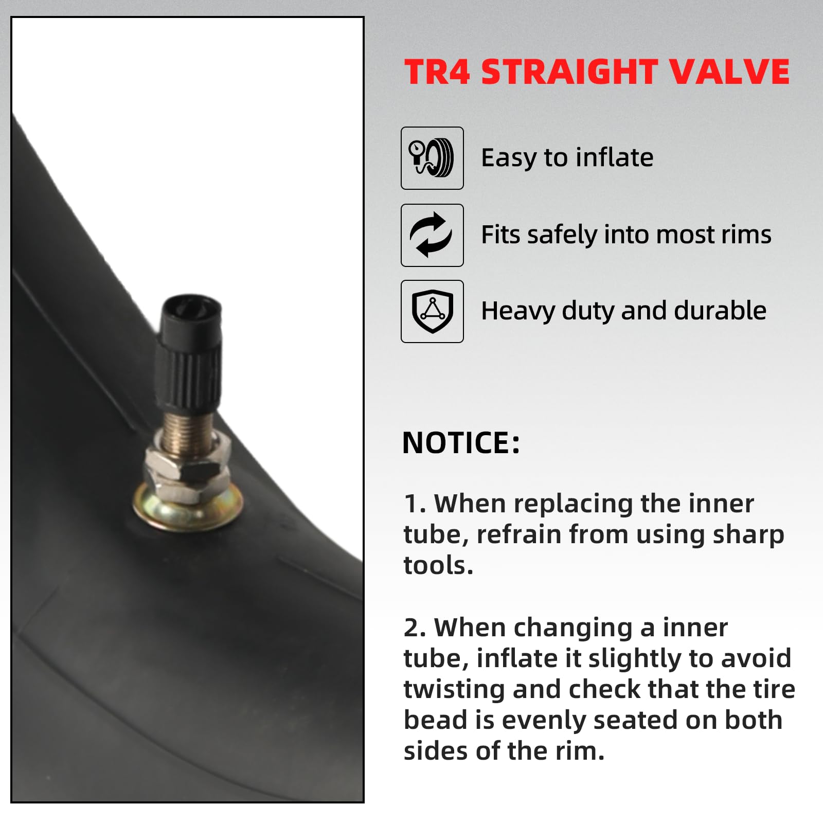 Ar-Pro 3.00/3.50-12'' Dirt Bike Inner Tubes With Tr4 Straight Valve, 80/200-12 Heavy Duty Motorcycle Tire Replacement Inner Tube