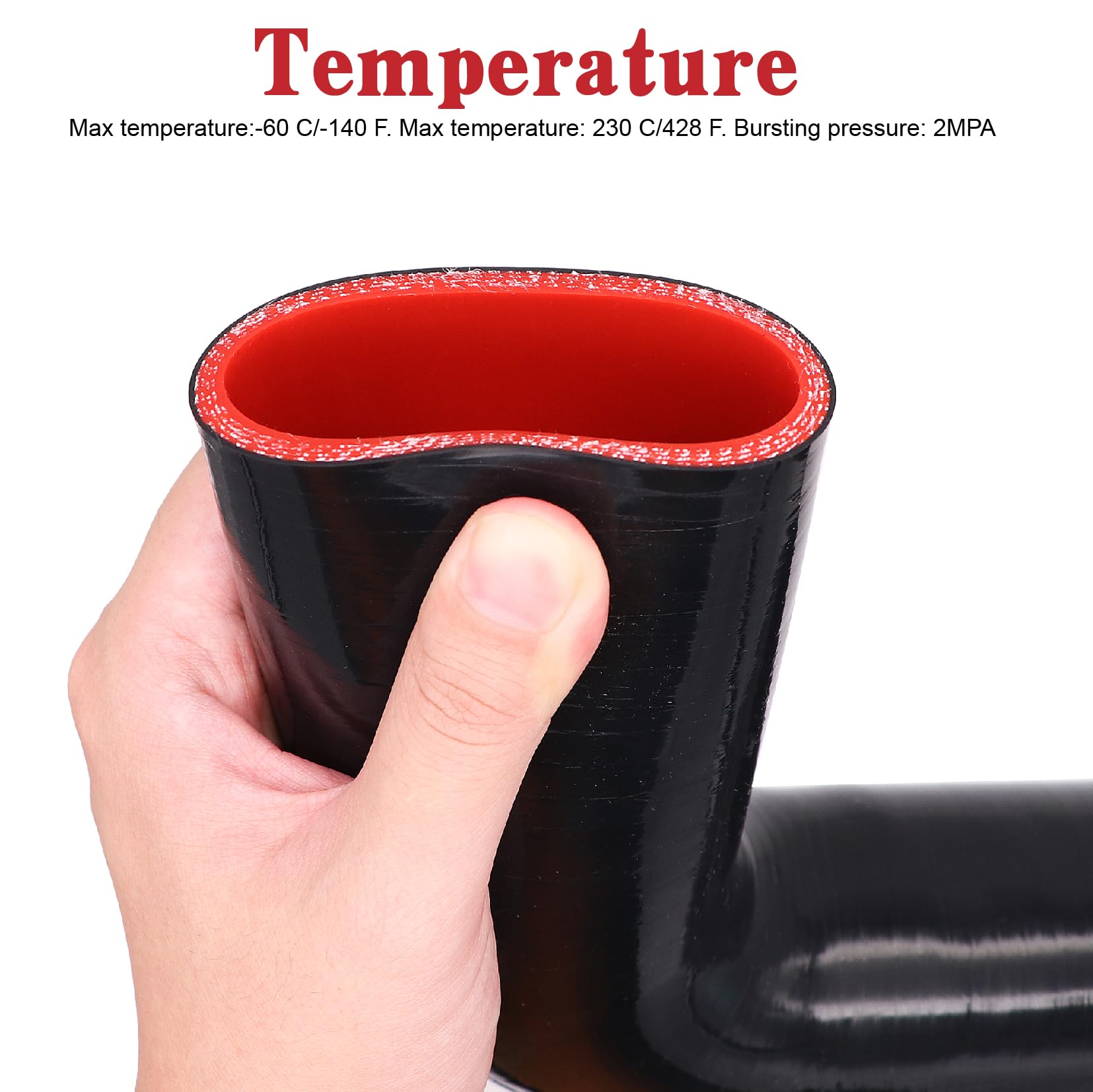 Taukealugs 90 Degree Elbow Coupler Silicone Hose 4-Ply 2.25-Inch(57Mm) For Turbo/Intercooler/Intake Piping,Length 120Mm Thicknes