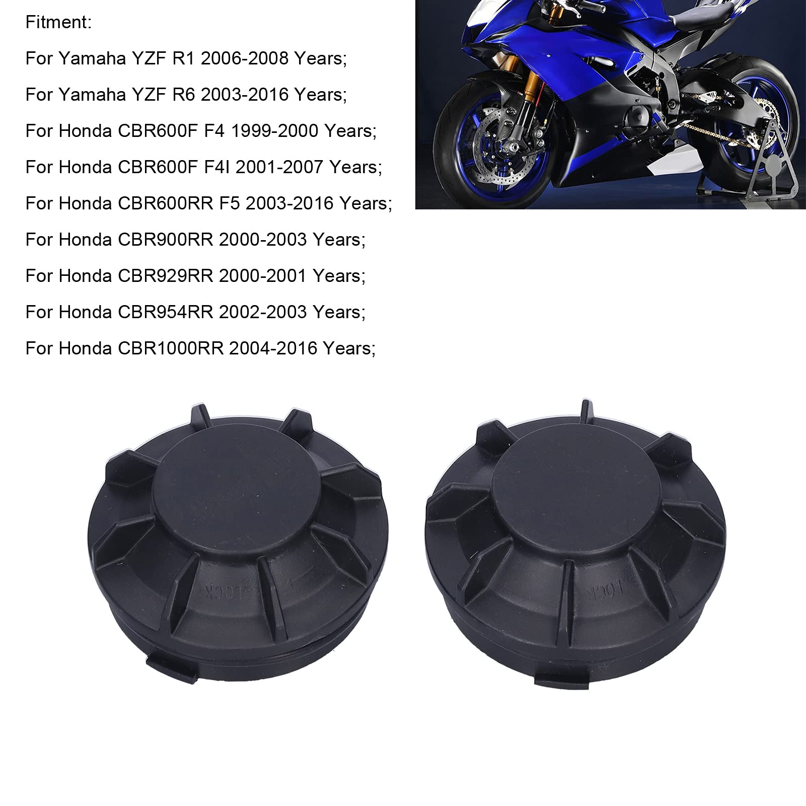 Aramox Headlamp Tail Cover, Pair Of Black Motorcycle Headlight Tail Cover Rear Boots For Yzf R1/Yzf R6/Cbr600F/Cbr600Rr/Cb