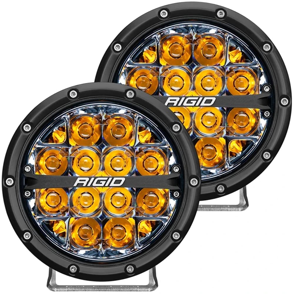 Rigid Industries 36201 360-Series Led Off-Road Light 6 In Spot Beam For High Speed 50 Mph Plus Amber Backlight Pair