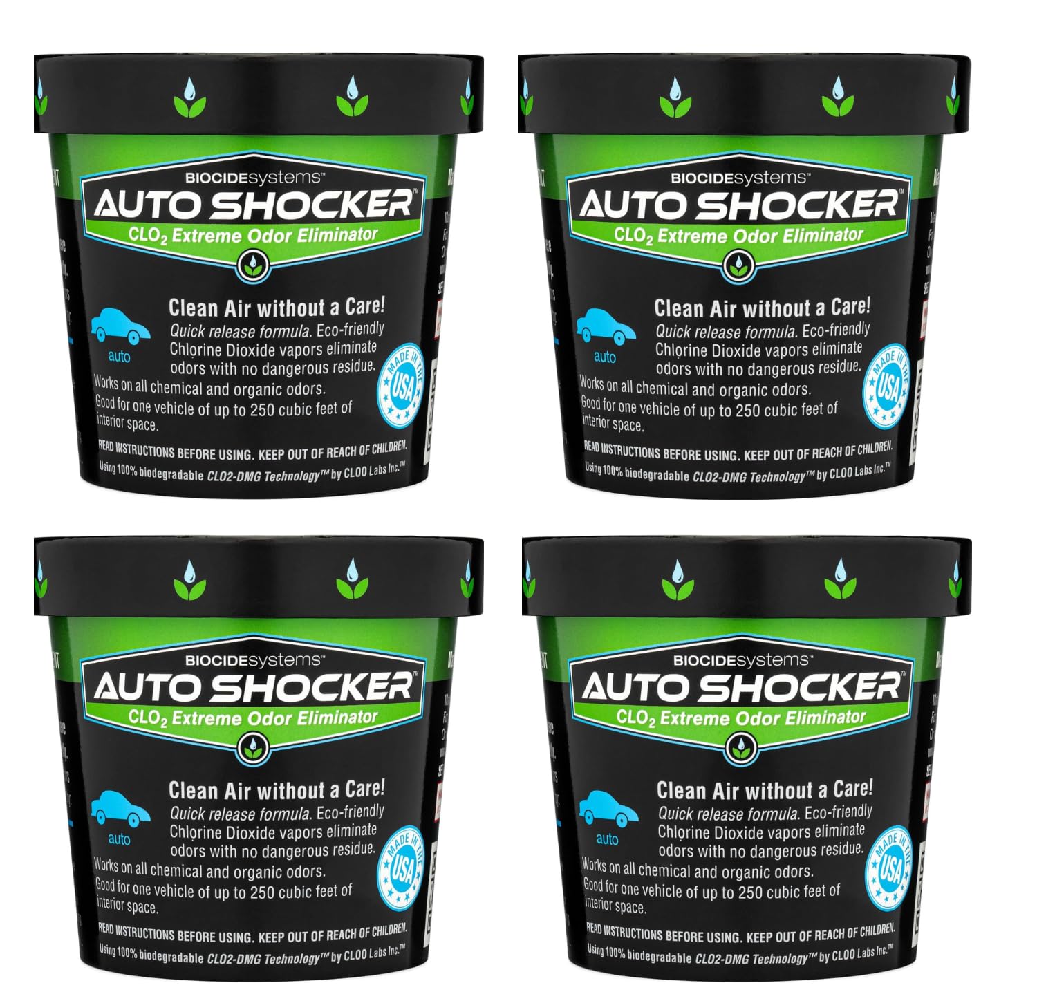 Biocide Systems Auto Shocker Strong Quick Release Car Odor Eliminator, Eco-Friendly Smell Remover for Tough Odors in Vehicle Int