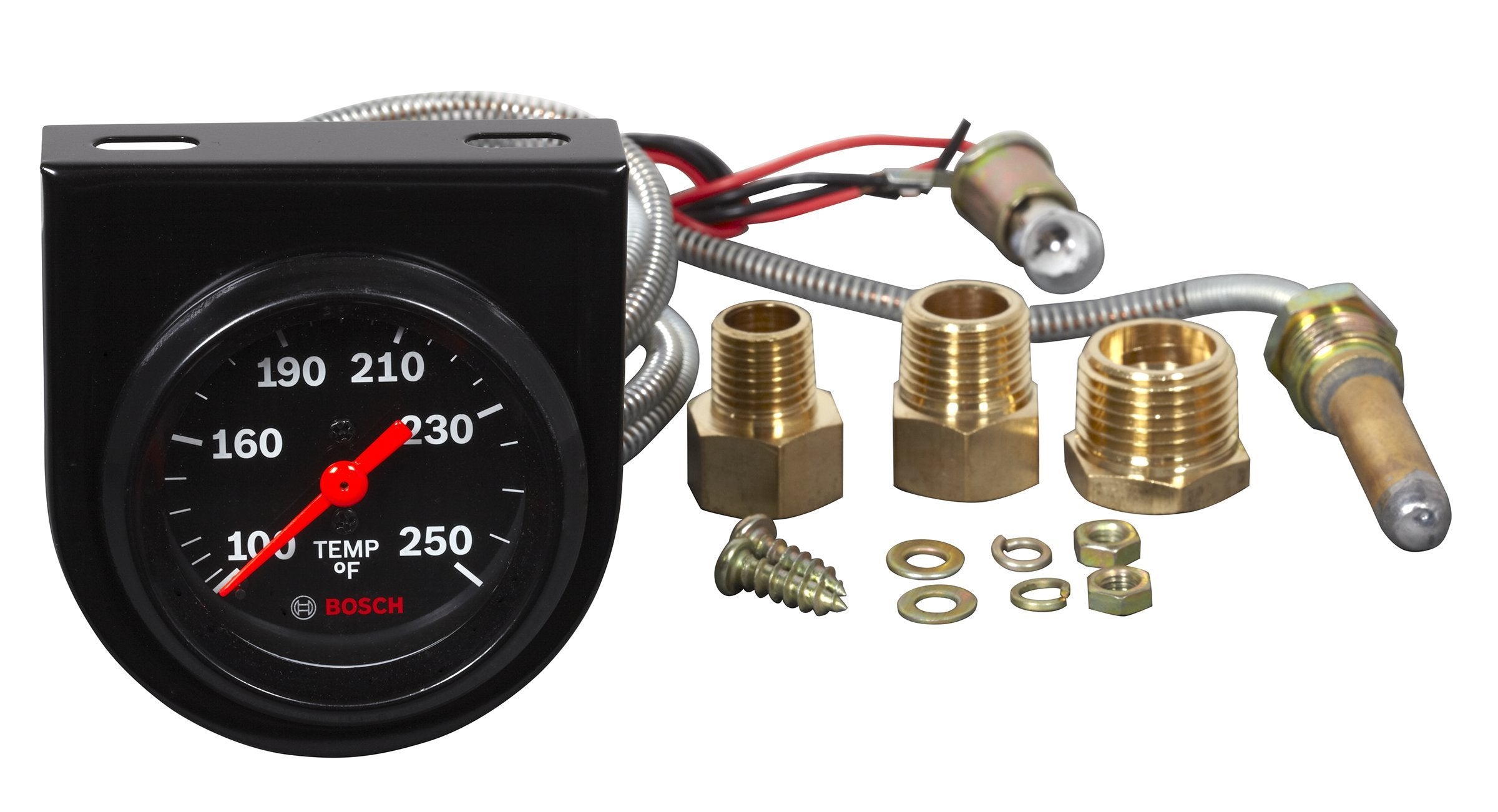 Actron Bosch SP0F000053 Style Line 2'' Mechanical Water/Oil Temperature Gauge (Black Dial Face, Black Bezel)